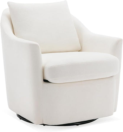 COLAMY 30" Wide Beige Color Upholstered Velvet Arm Chair 360° Swivel Accent Chair