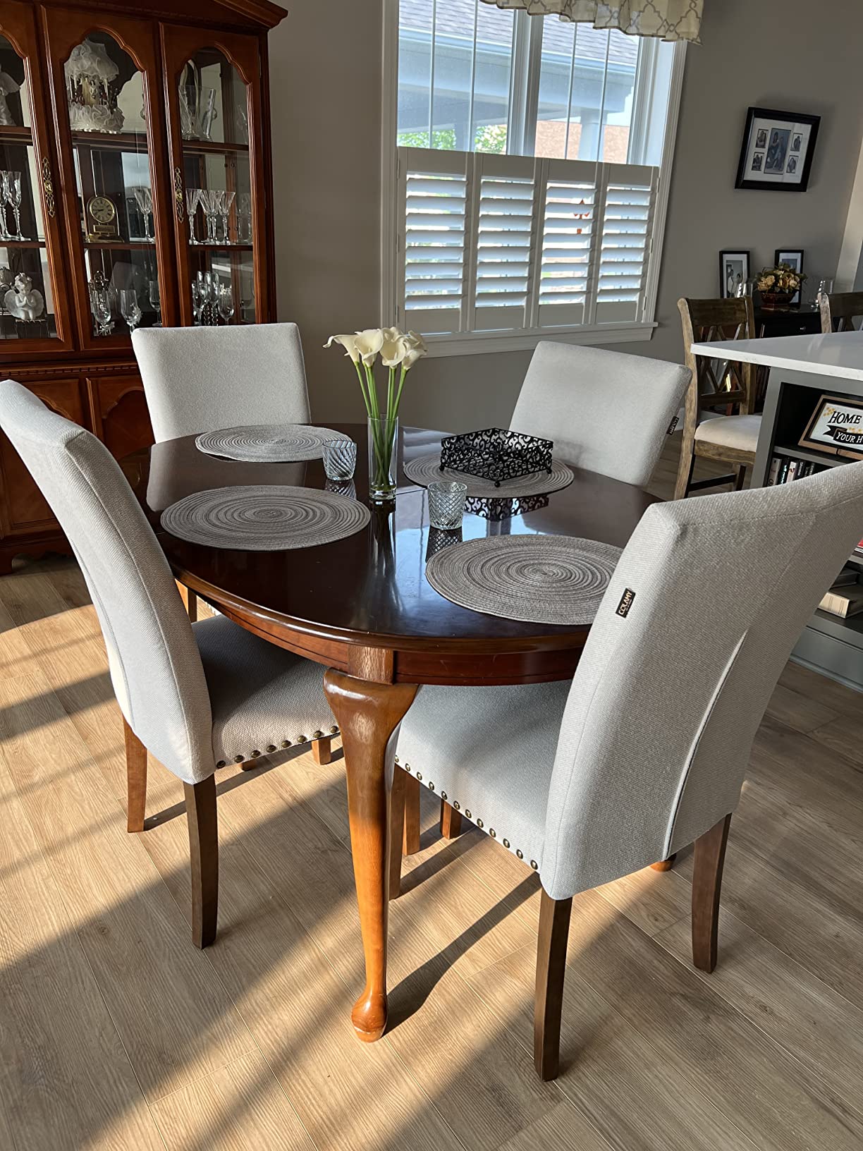 COLAMY Nailhead Trim Parsons Dining Chair