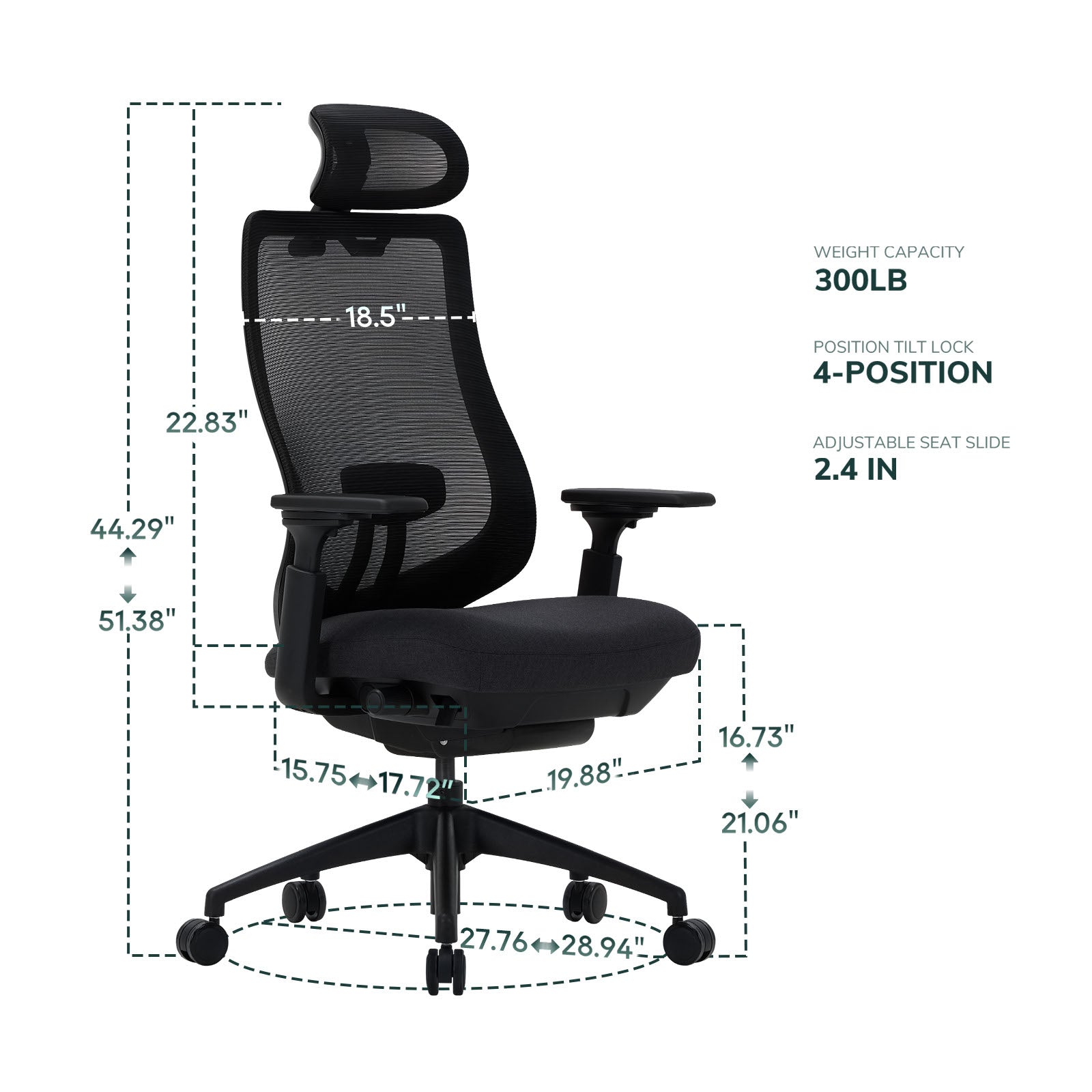 COLAMY ATLAS-01 Ergonomic Mesh Office Chair Cap.300lbs