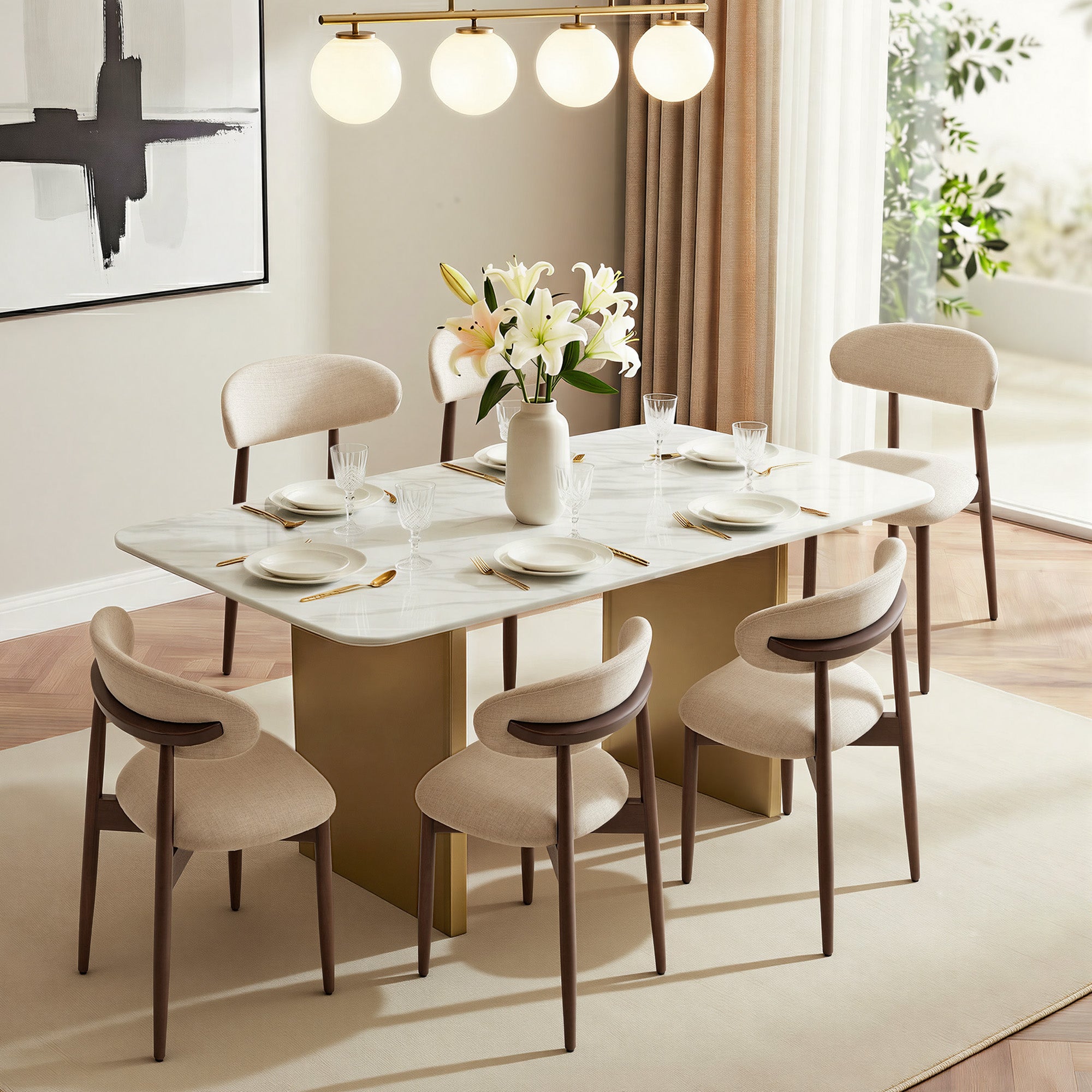 COLAMY NOYA Mid-Century Modern Upholstered Dining Chair