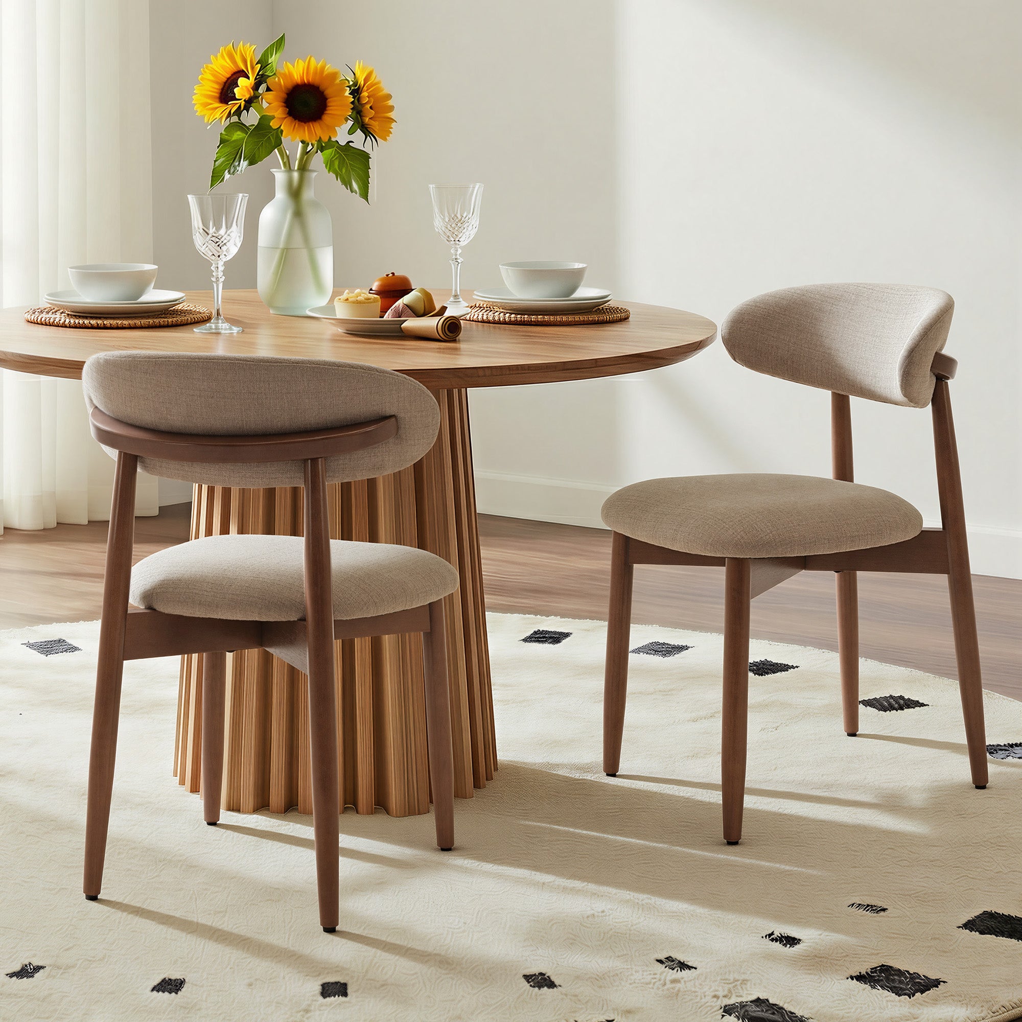 COLAMY NOYA Mid-Century Modern Upholstered Dining Chair