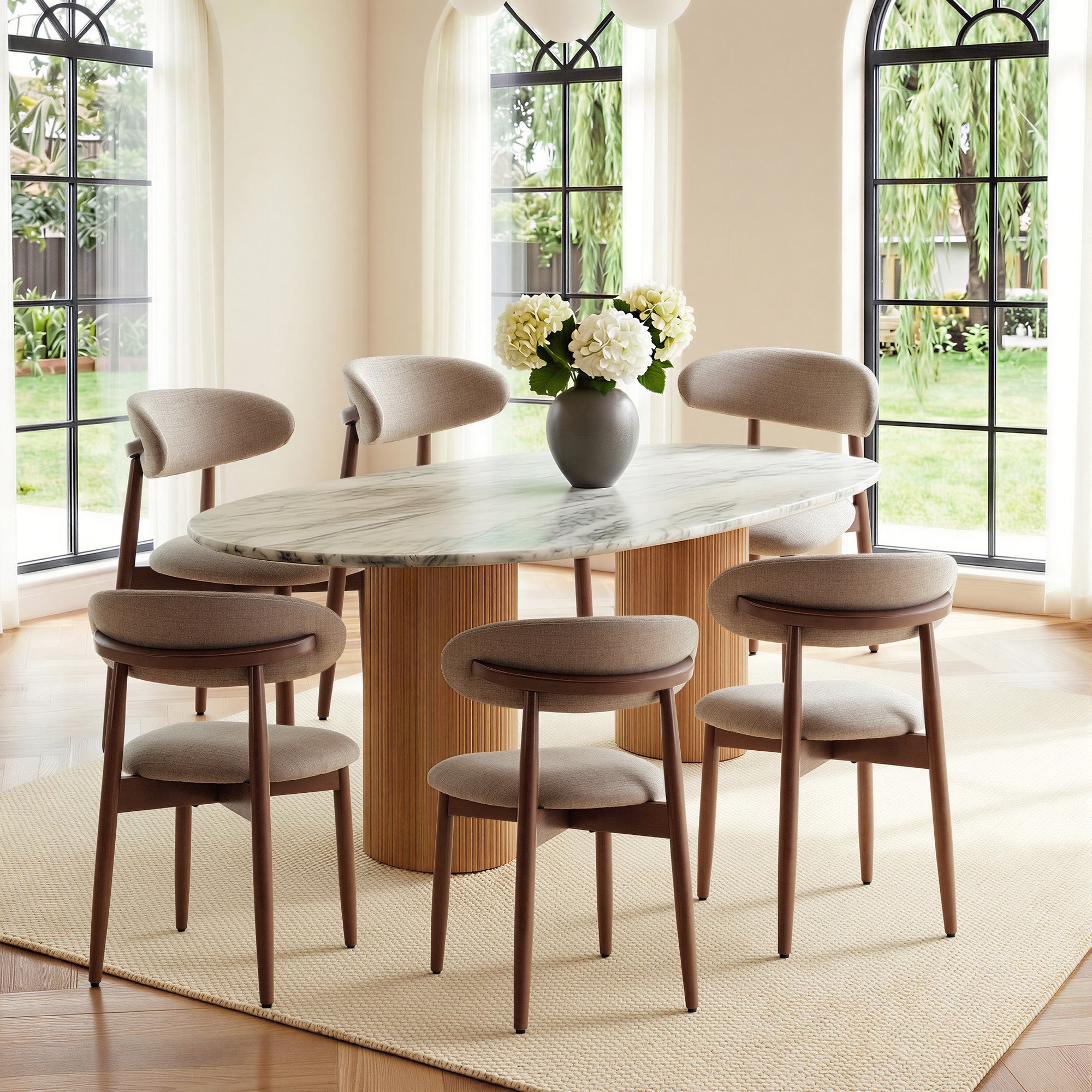 COLAMY NOYA Mid-Century Modern Upholstered Dining Chair