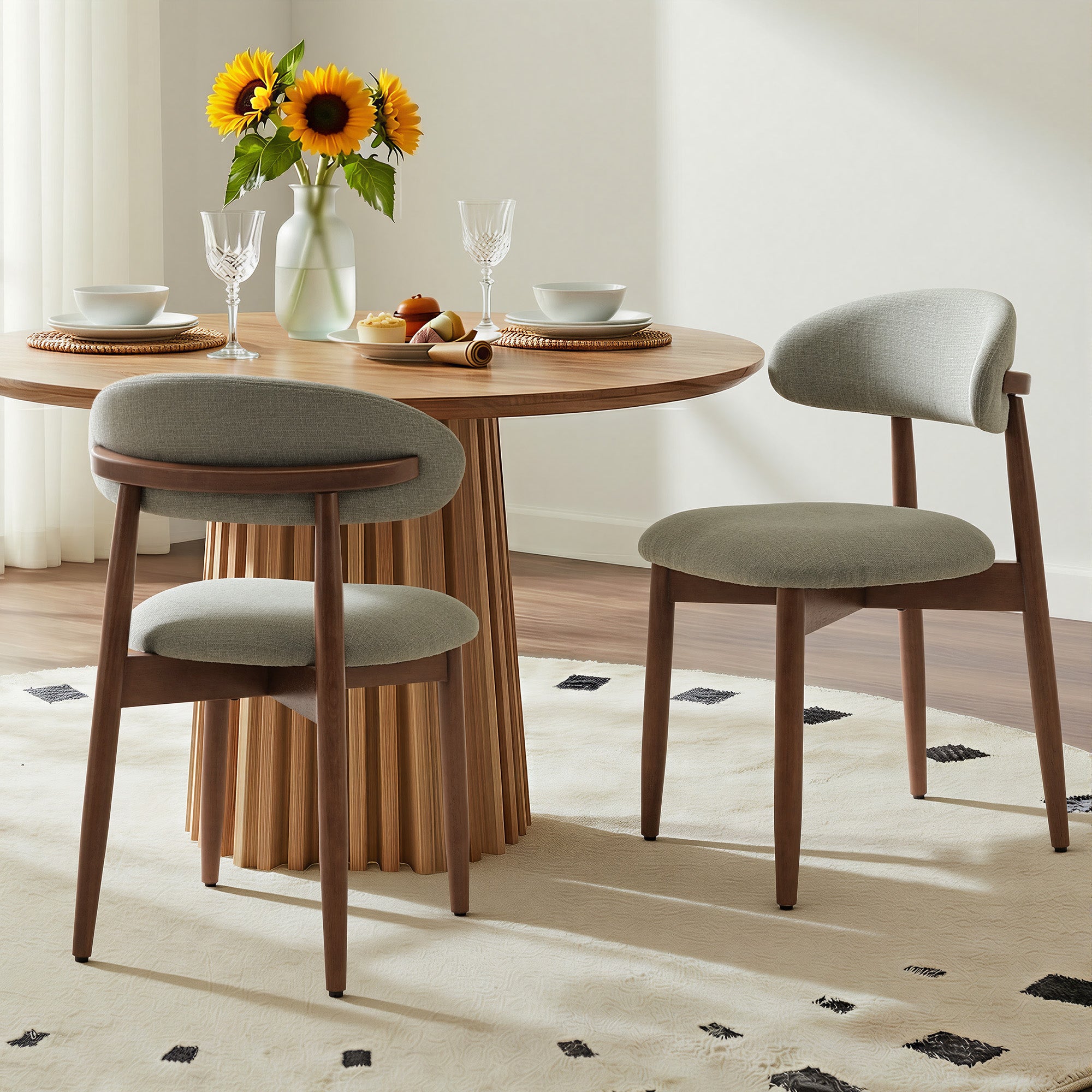 COLAMY NOYA Mid-Century Modern Upholstered Dining Chair