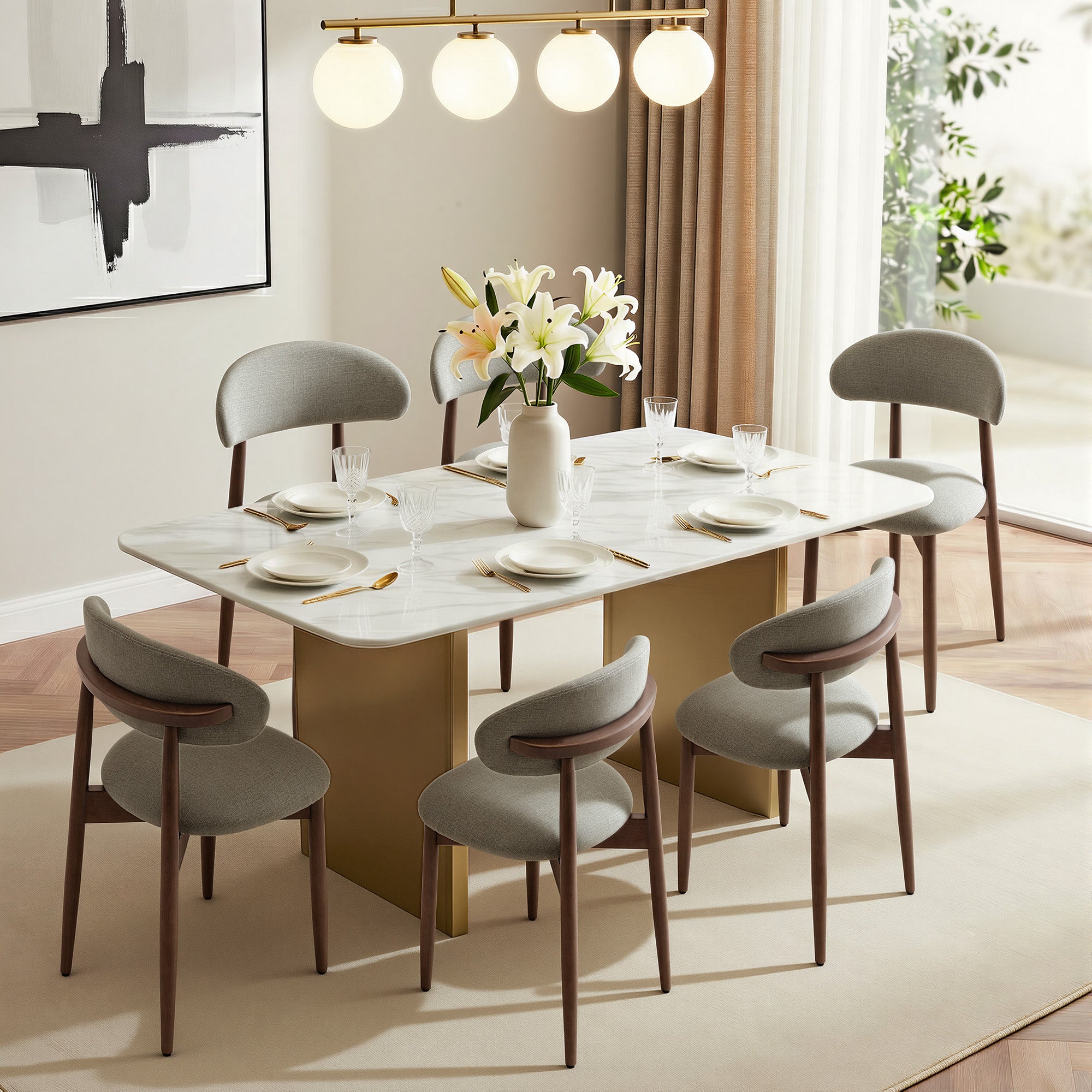 COLAMY NOYA Mid-Century Modern Upholstered Dining Chair