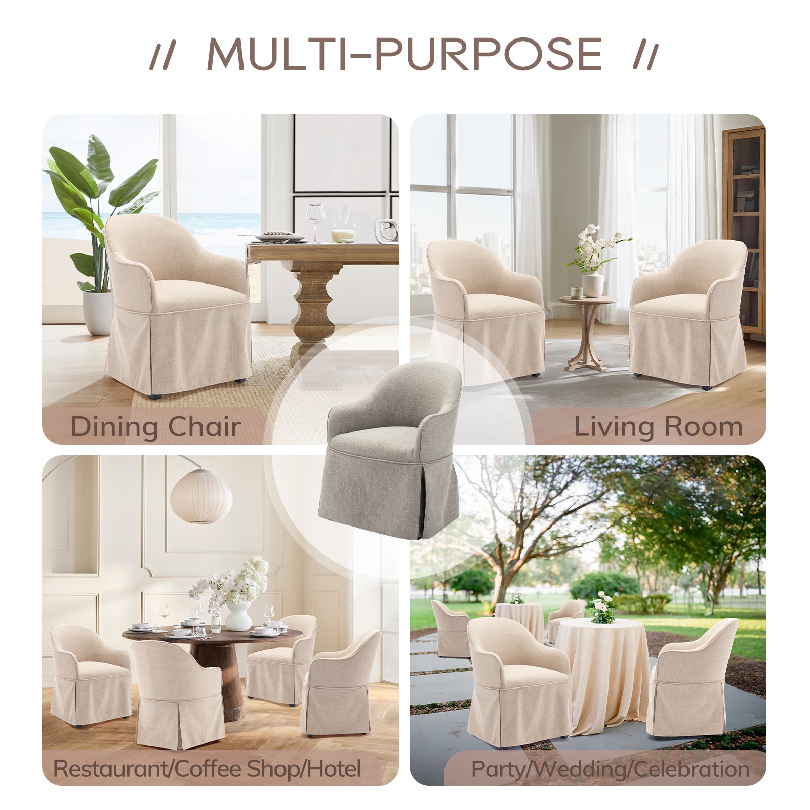 COLAMY Slipcovered Dining Chairs