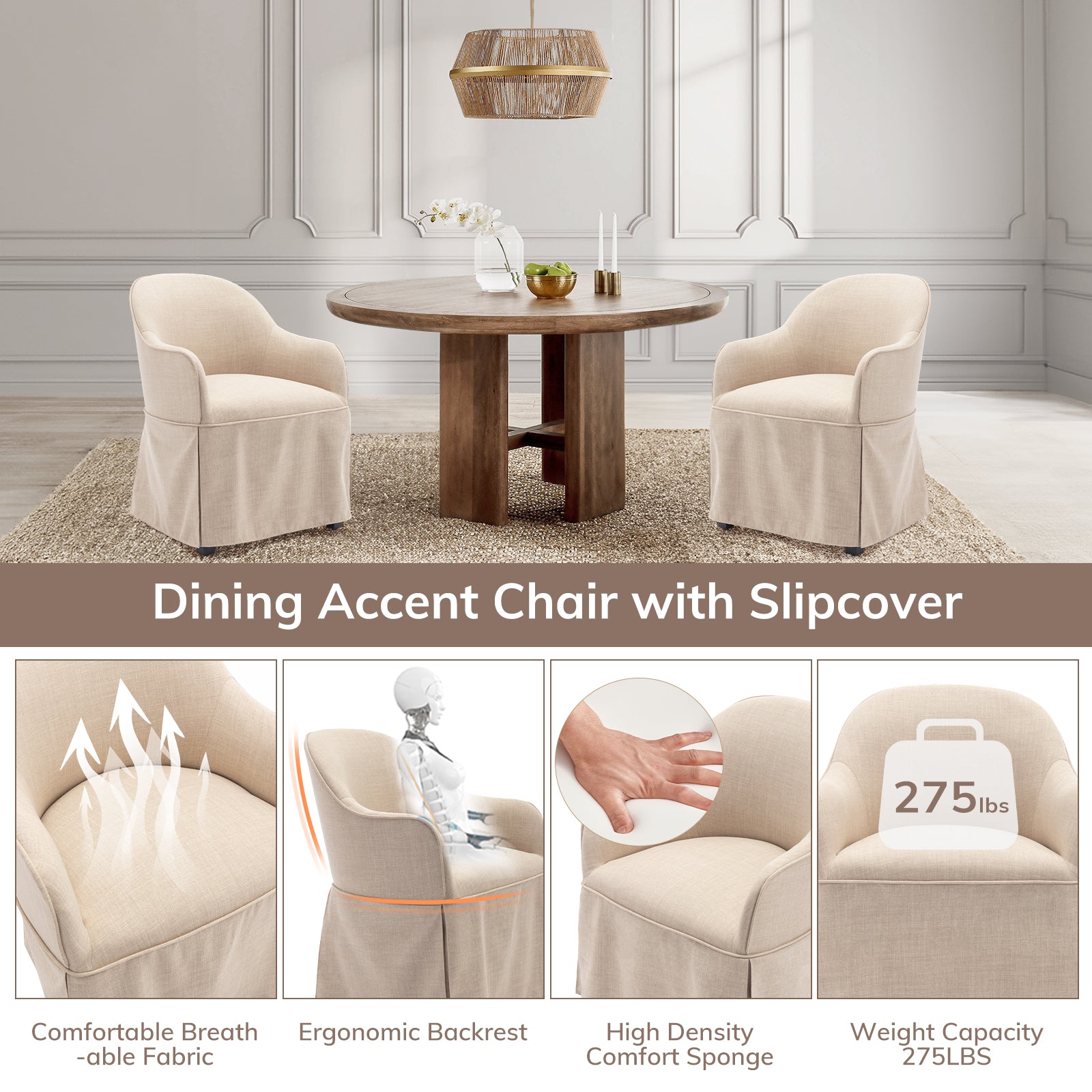 COLAMY Slipcovered Dining Chairs