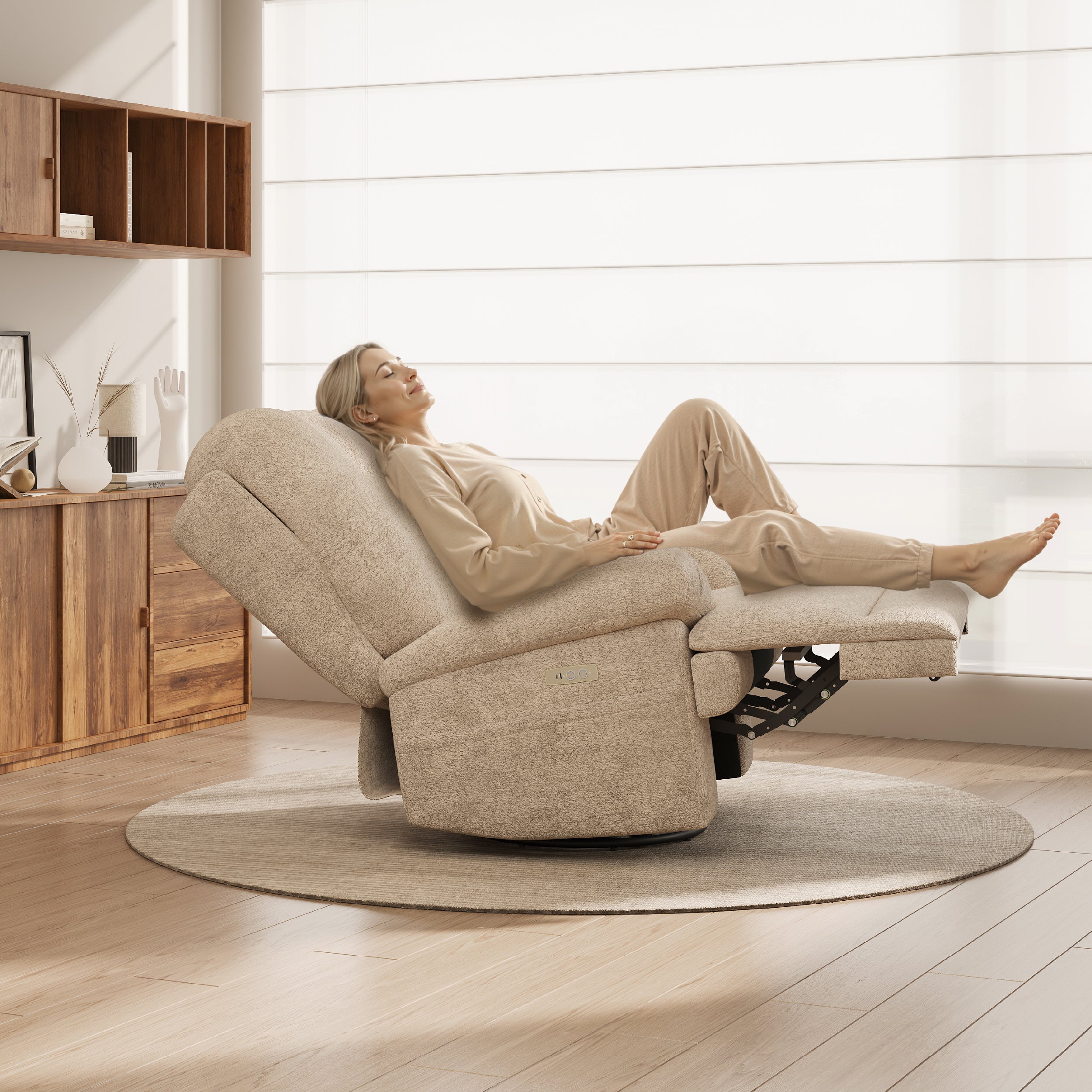 COLAMY FLOREN Plush-Power Swivel Recliner