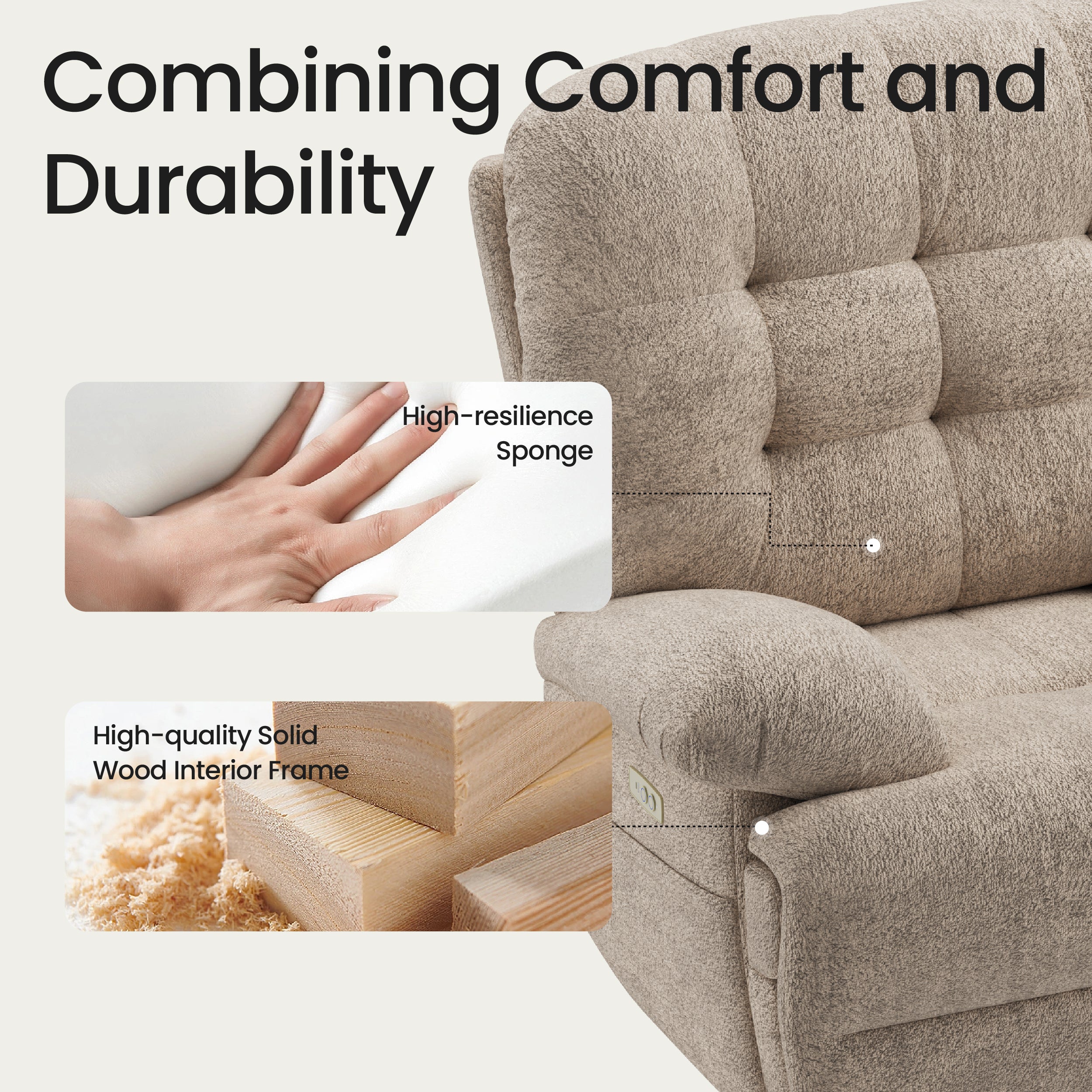 COLAMY FLOREN Plush-Power Swivel Recliner