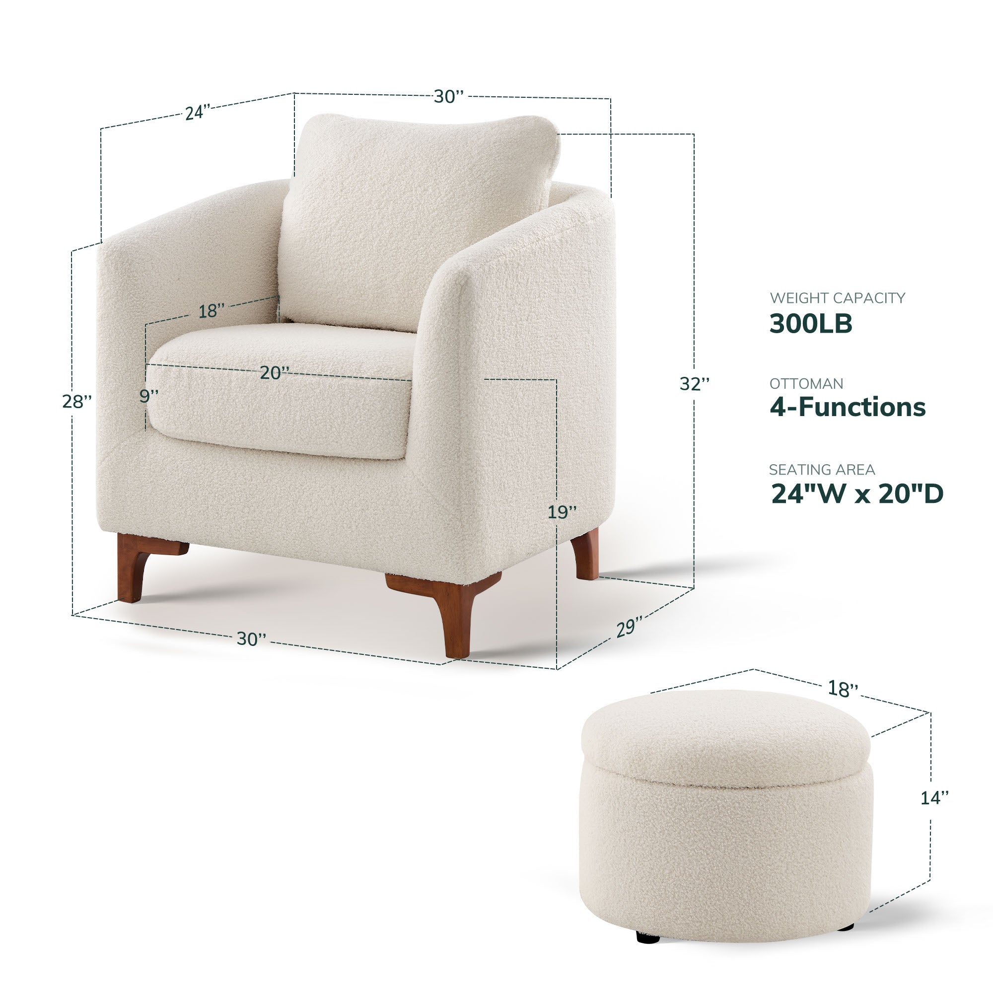COLAMY SOLMI Scandi Cozy Accent Chair