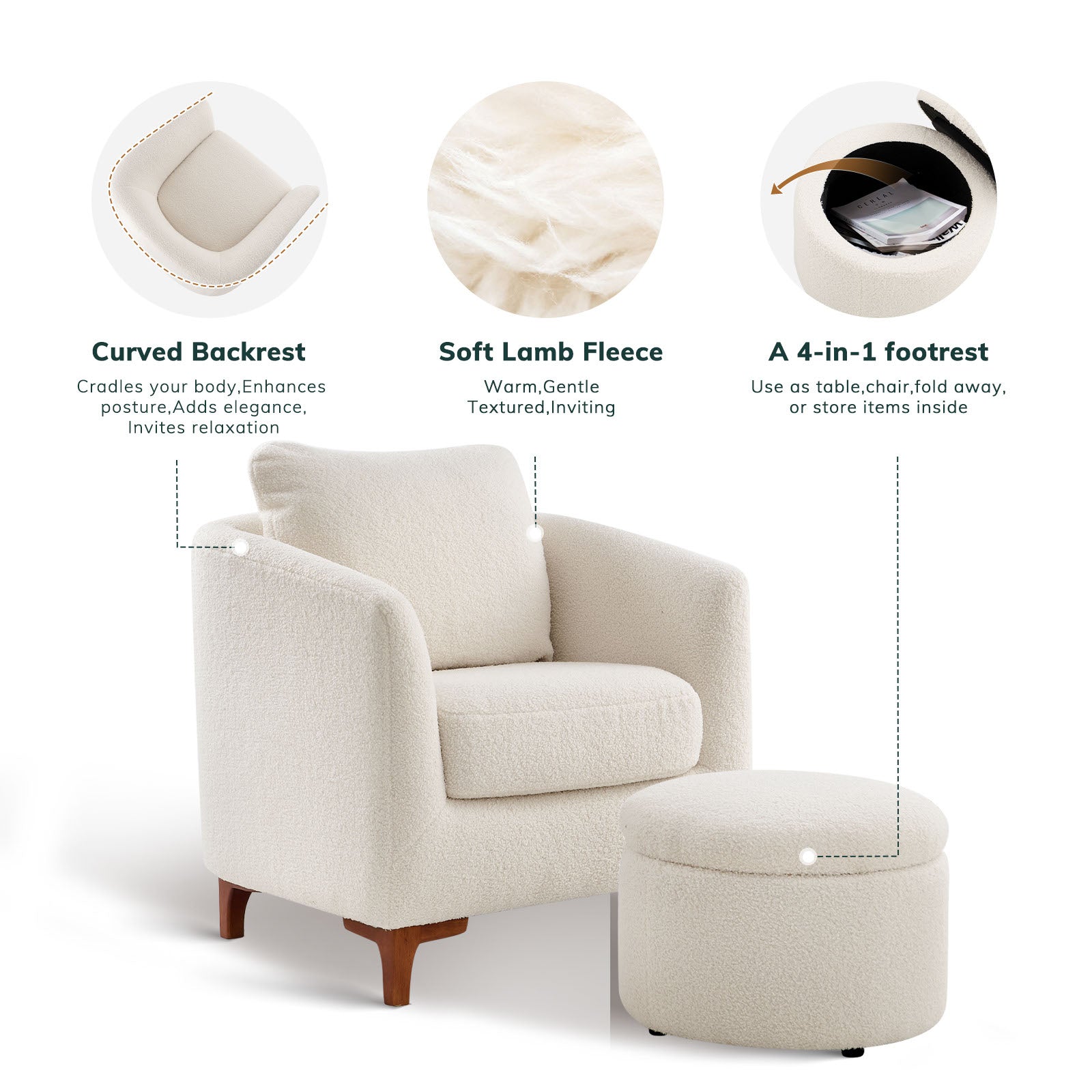 COLAMY SOLMI Scandi Cozy Accent Chair
