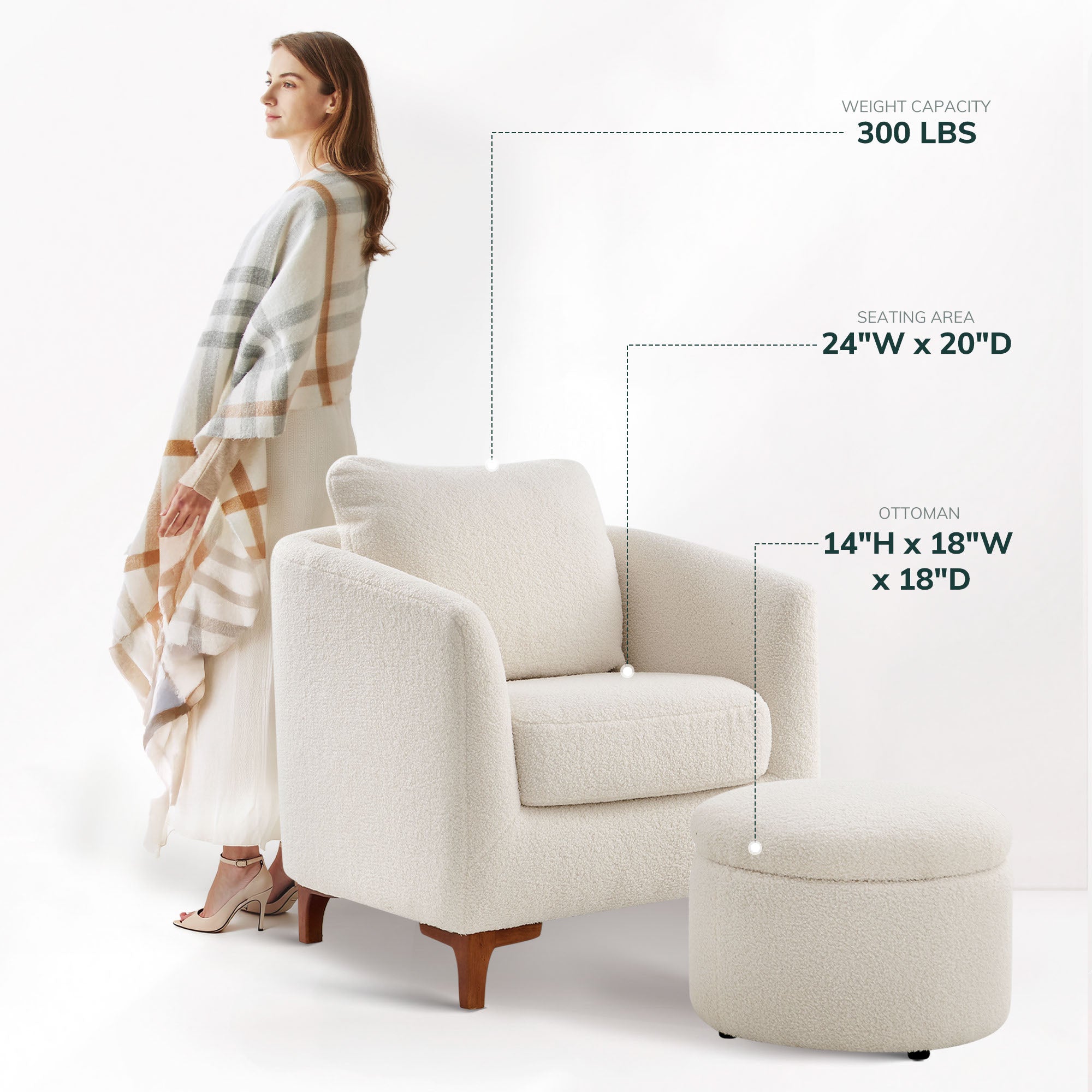 COLAMY SOLMI Scandi Cozy Accent Chair