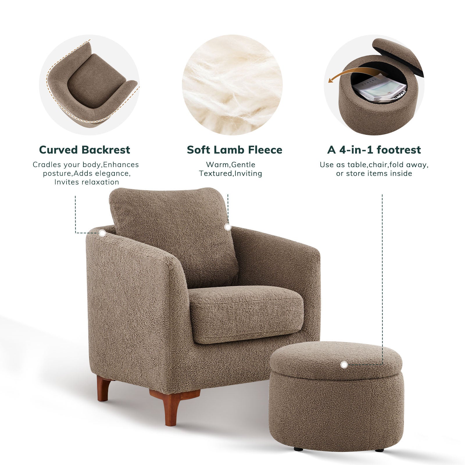 COLAMY SOLMI Scandi Cozy Accent Chair