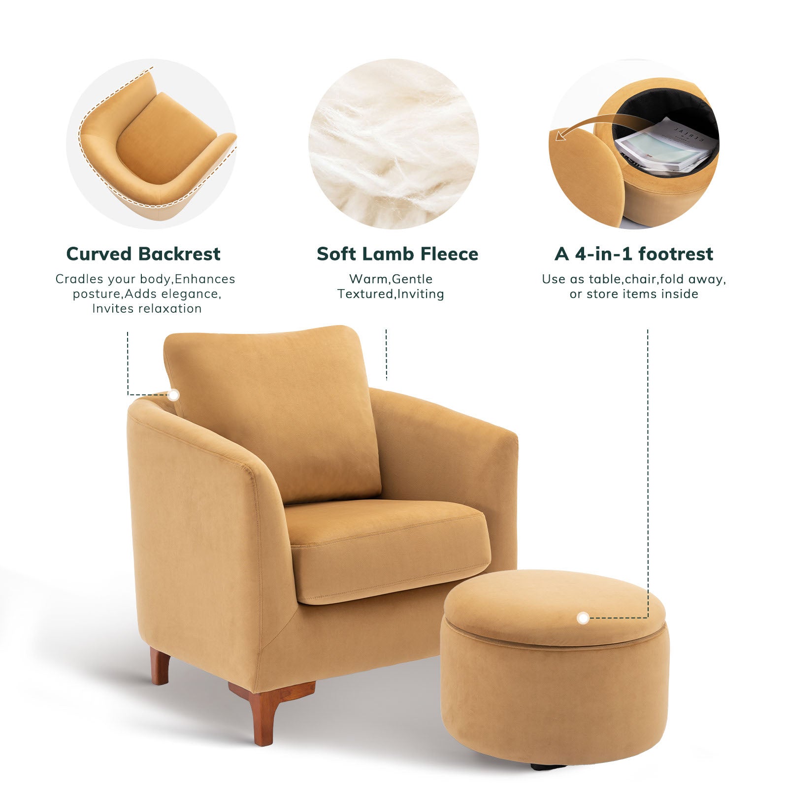 COLAMY SOLMI Scandi Cozy Accent Chair