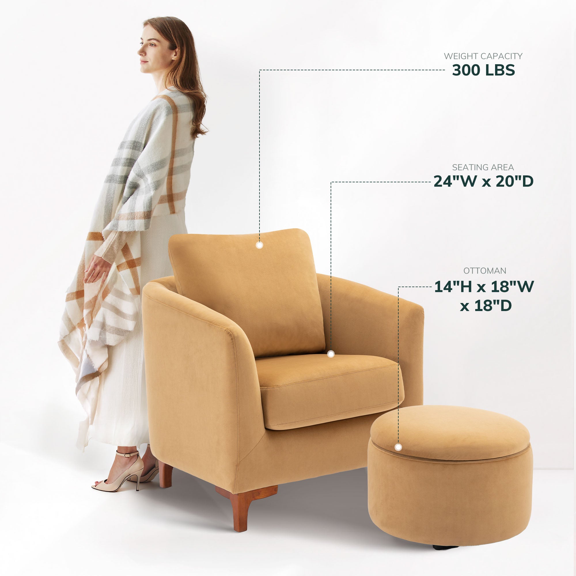 COLAMY SOLMI Scandi Cozy Accent Chair