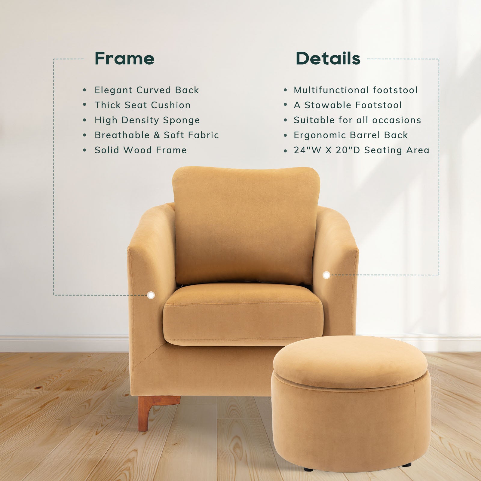 COLAMY SOLMI Scandi Cozy Accent Chair