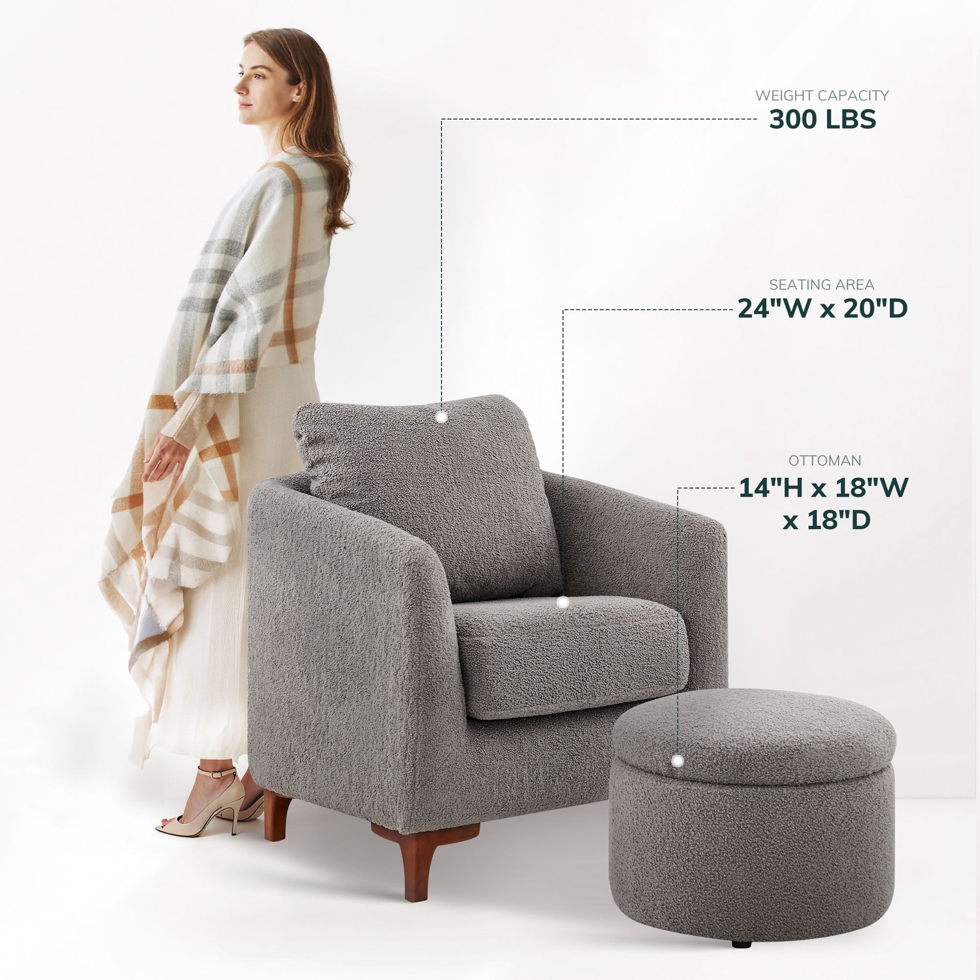 COLAMY SOLMI Scandi Cozy Accent Chair