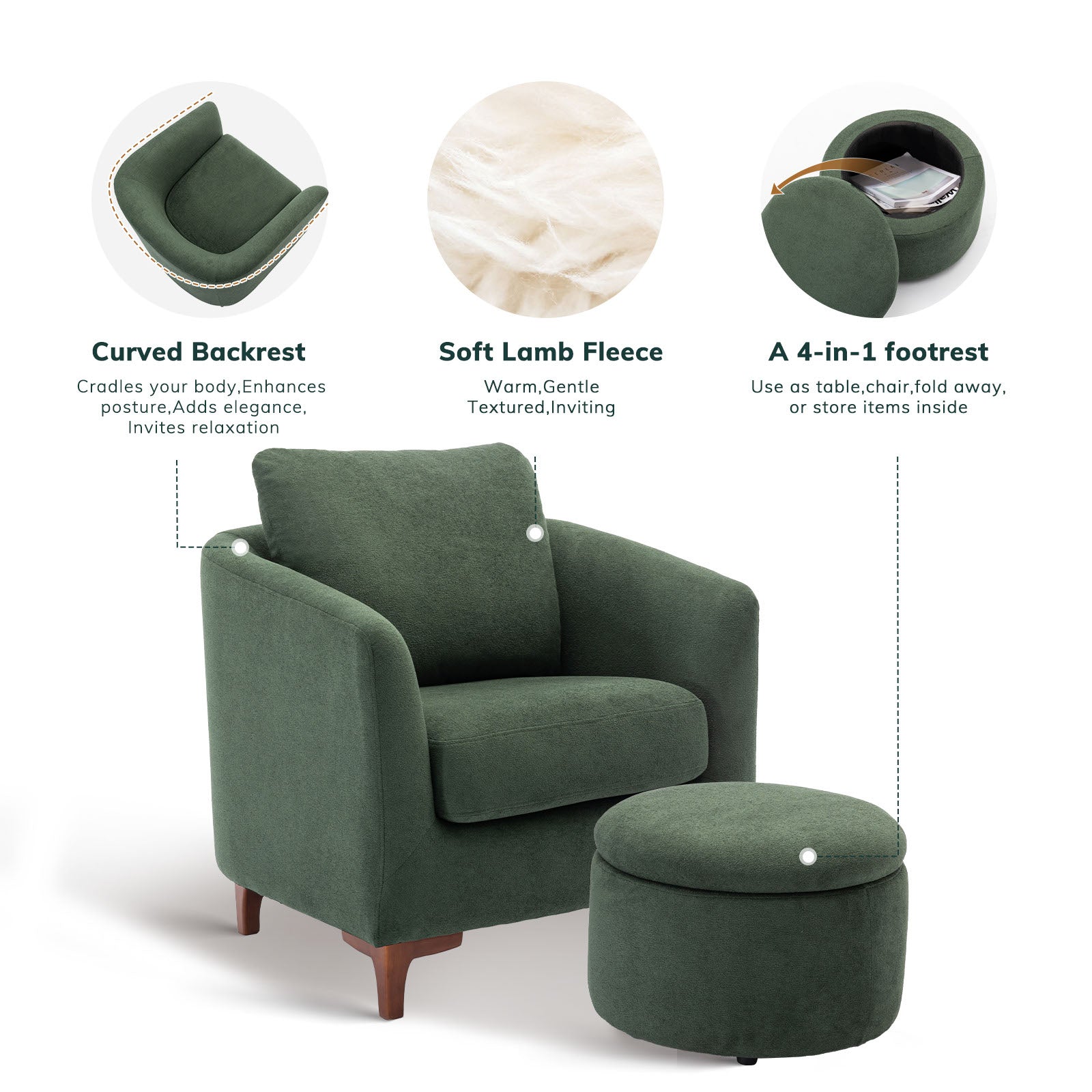 COLAMY SOLMI Scandi Cozy Accent Chair