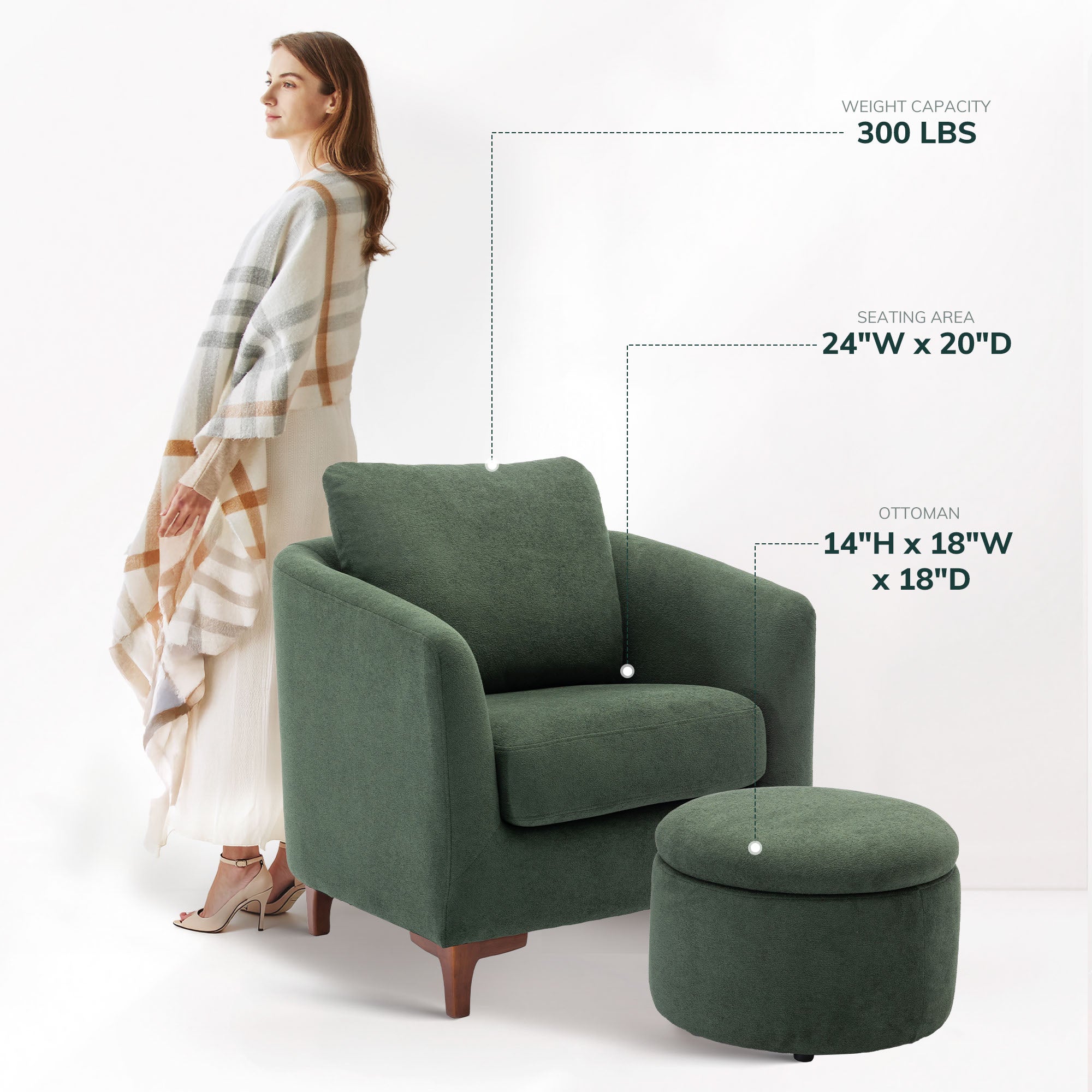 COLAMY SOLMI Scandi Cozy Accent Chair