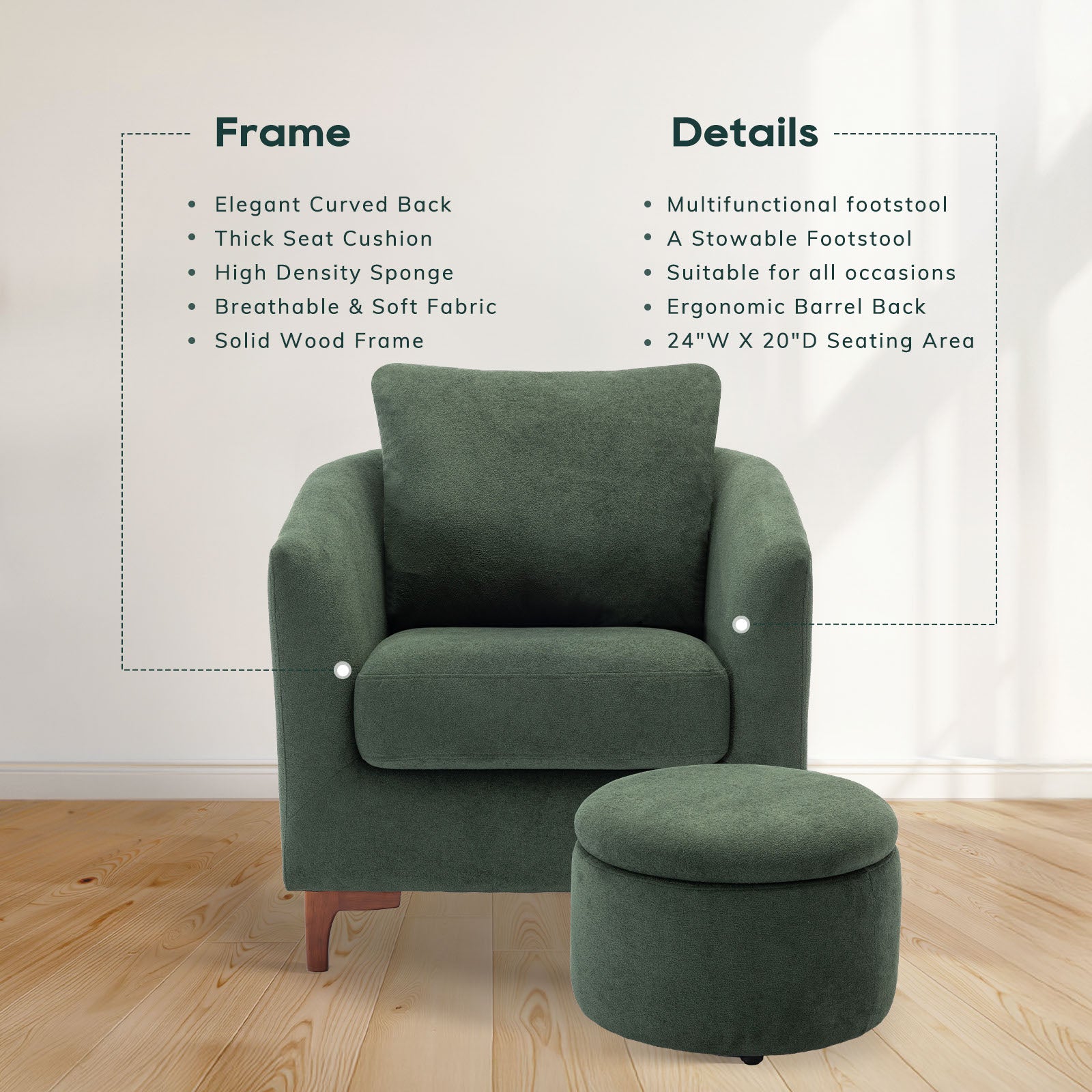 COLAMY SOLMI Scandi Cozy Accent Chair