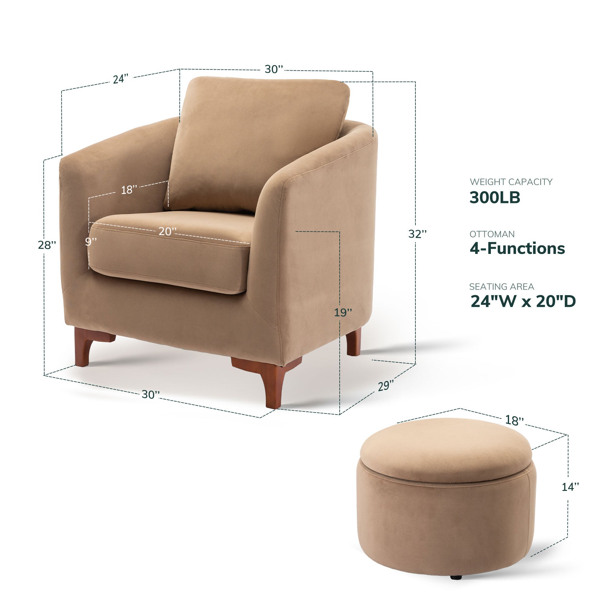 COLAMY SOLMI Scandi Cozy Accent Chair