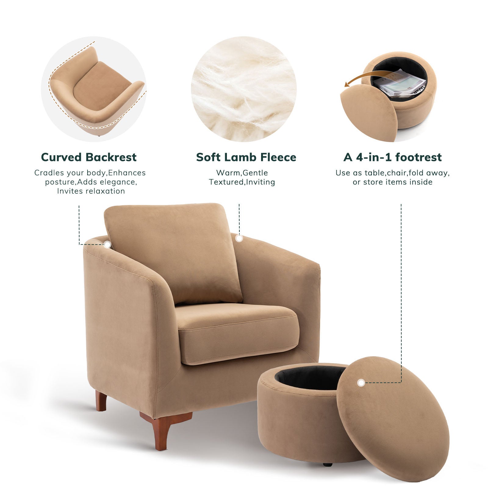 COLAMY SOLMI Scandi Cozy Accent Chair
