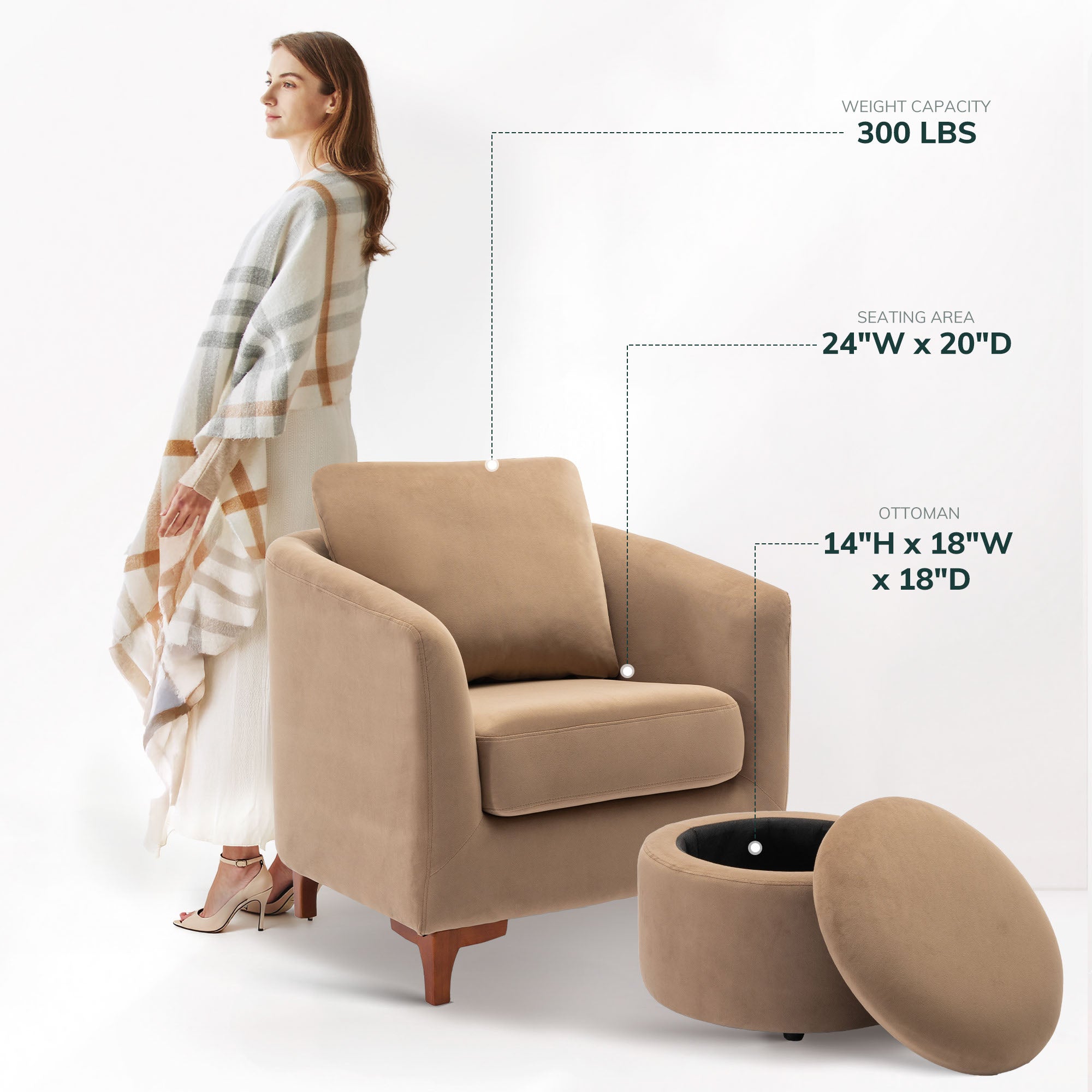 COLAMY SOLMI Scandi Cozy Accent Chair