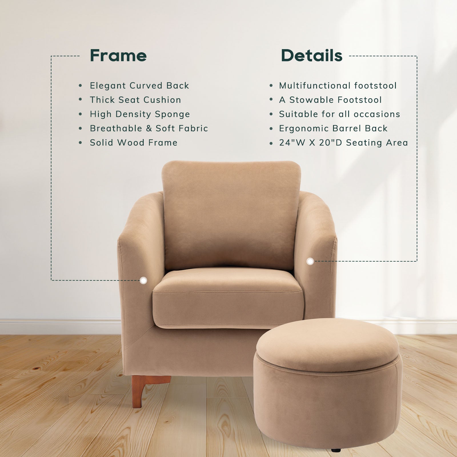 COLAMY SOLMI Scandi Cozy Accent Chair