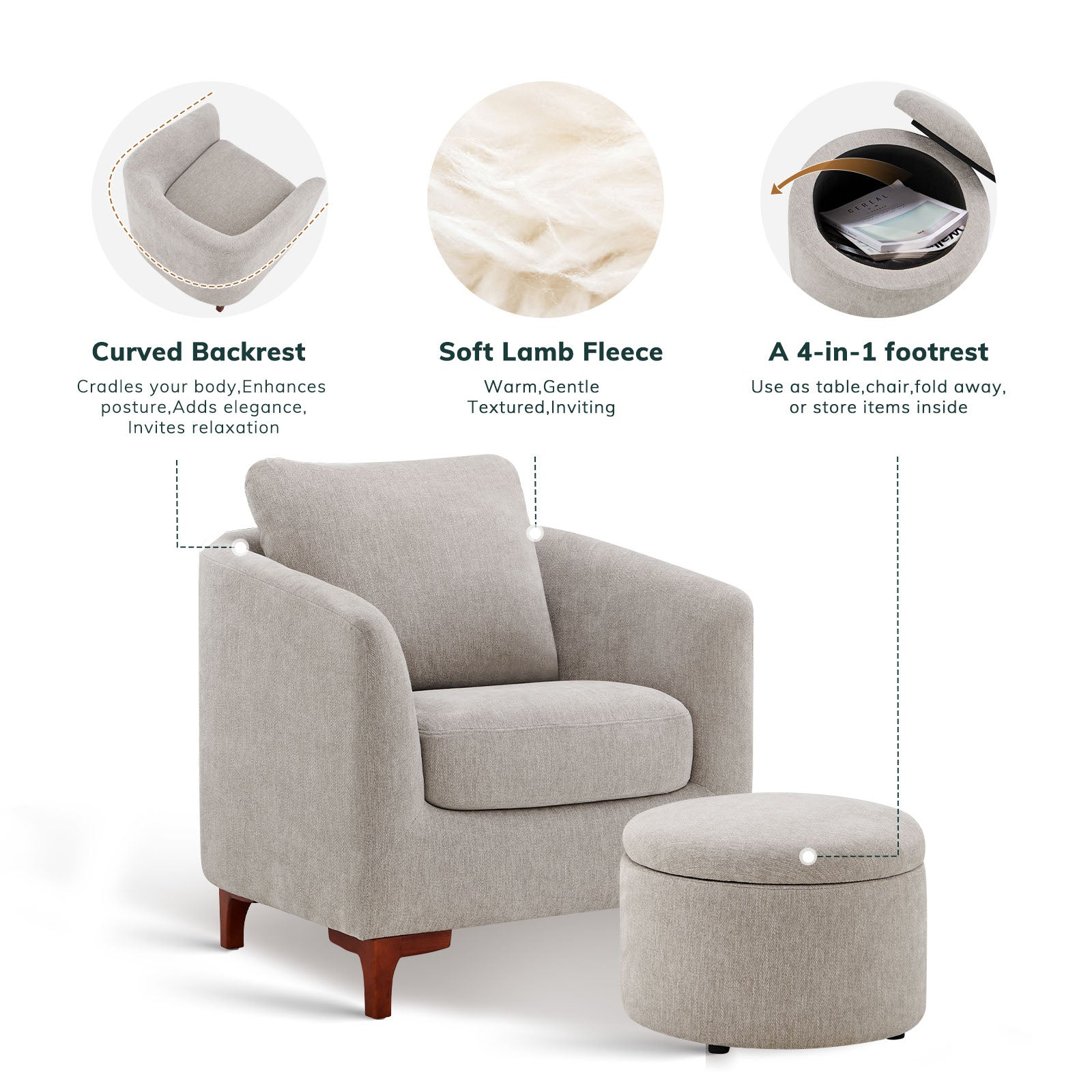 COLAMY SOLMI Scandi Cozy Accent Chair