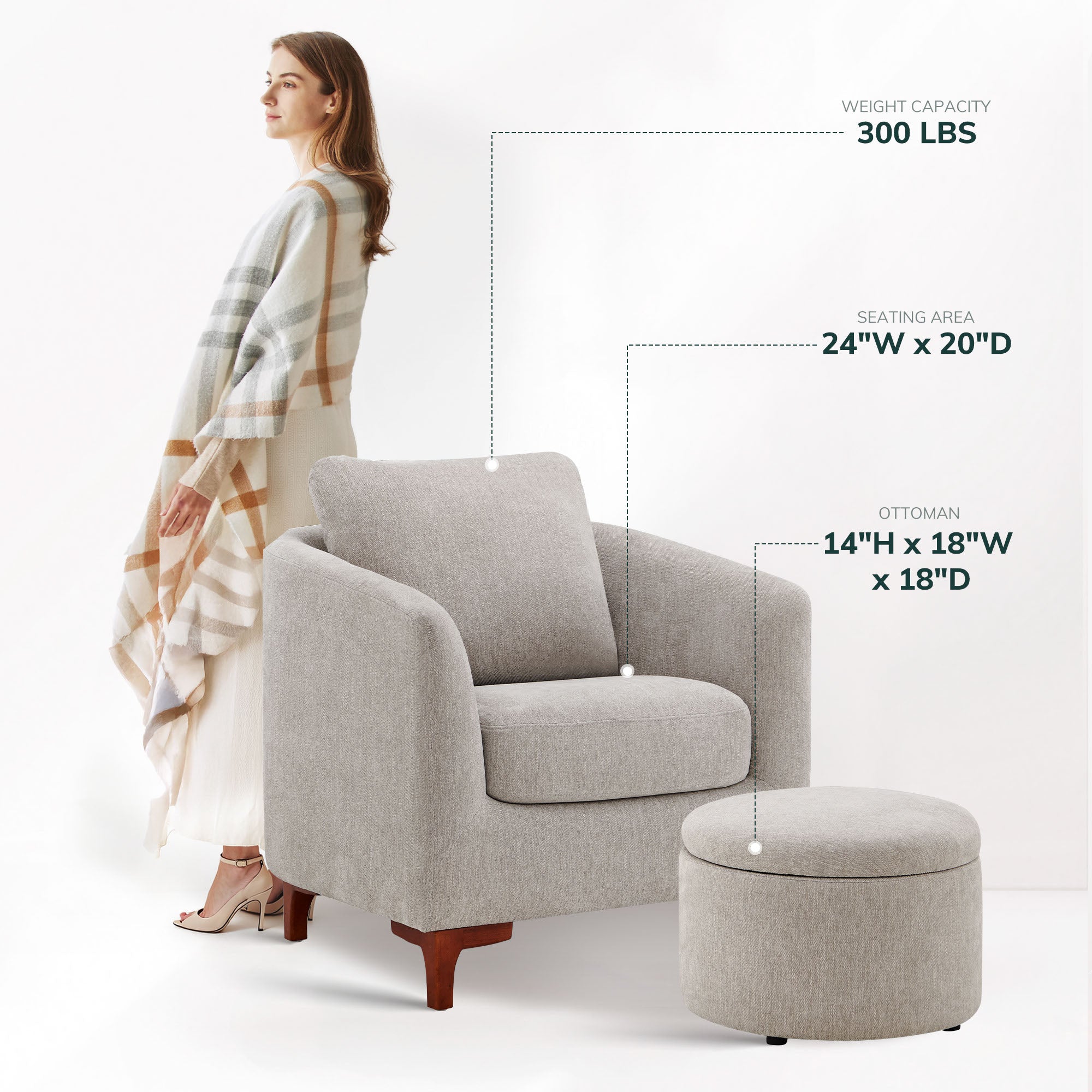 COLAMY SOLMI Scandi Cozy Accent Chair