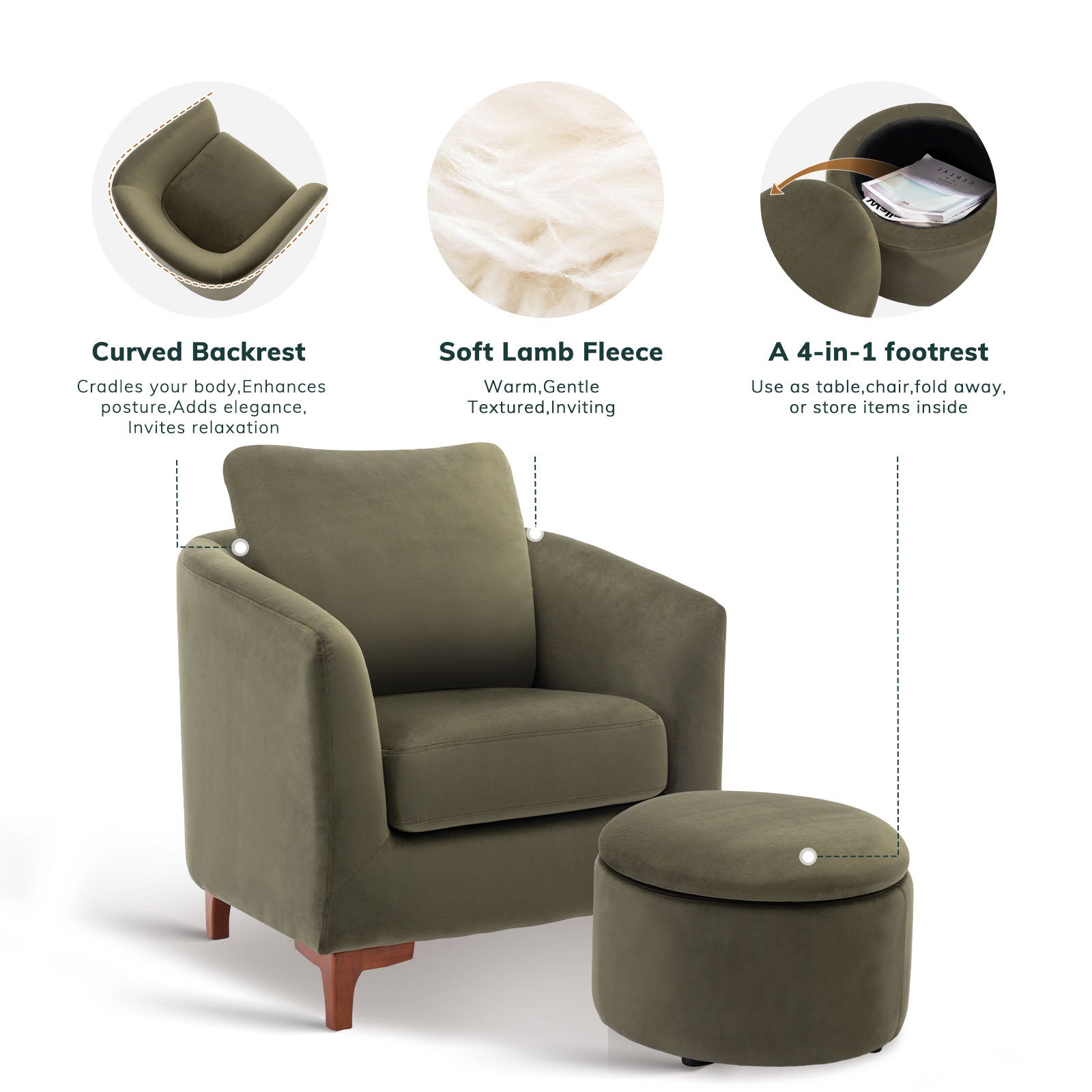 COLAMY SOLMI Scandi Cozy Accent Chair