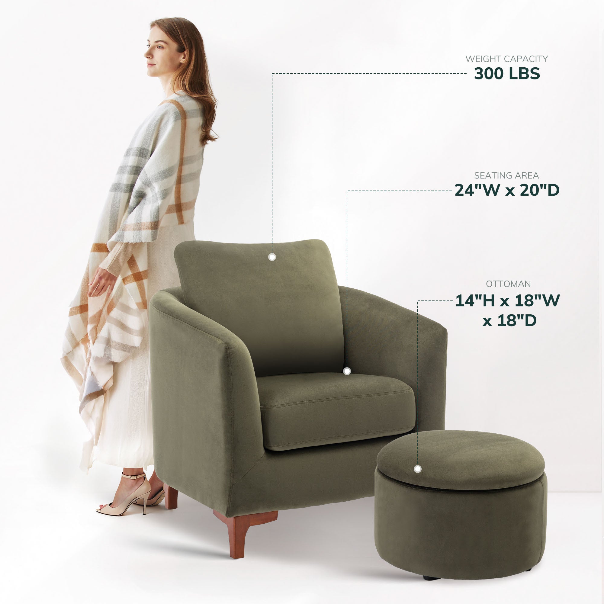 COLAMY SOLMI Scandi Cozy Accent Chair