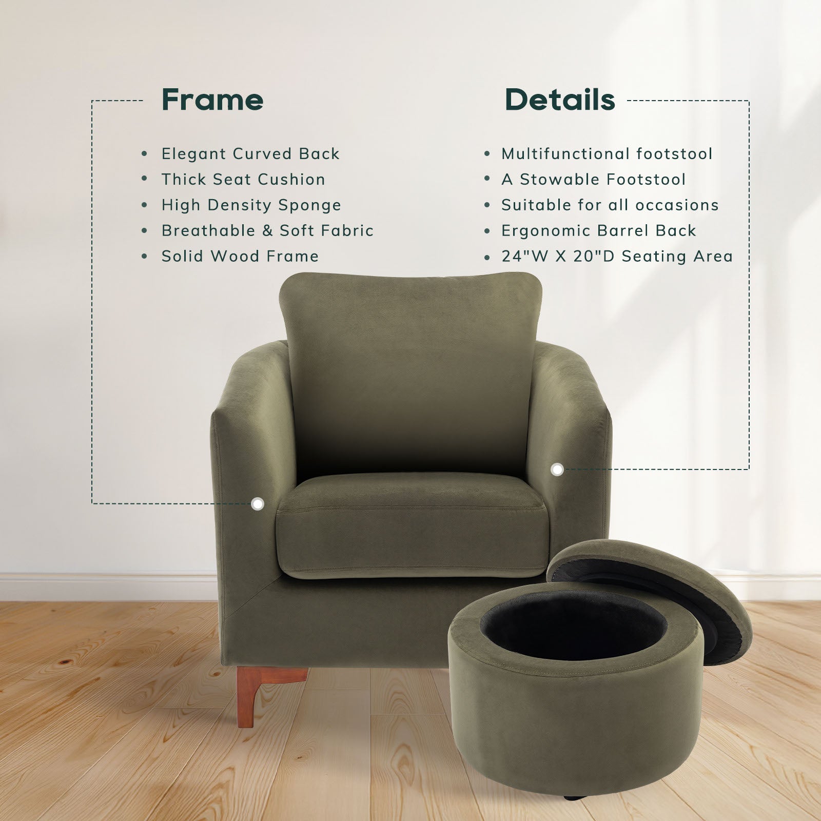 COLAMY SOLMI Scandi Cozy Accent Chair