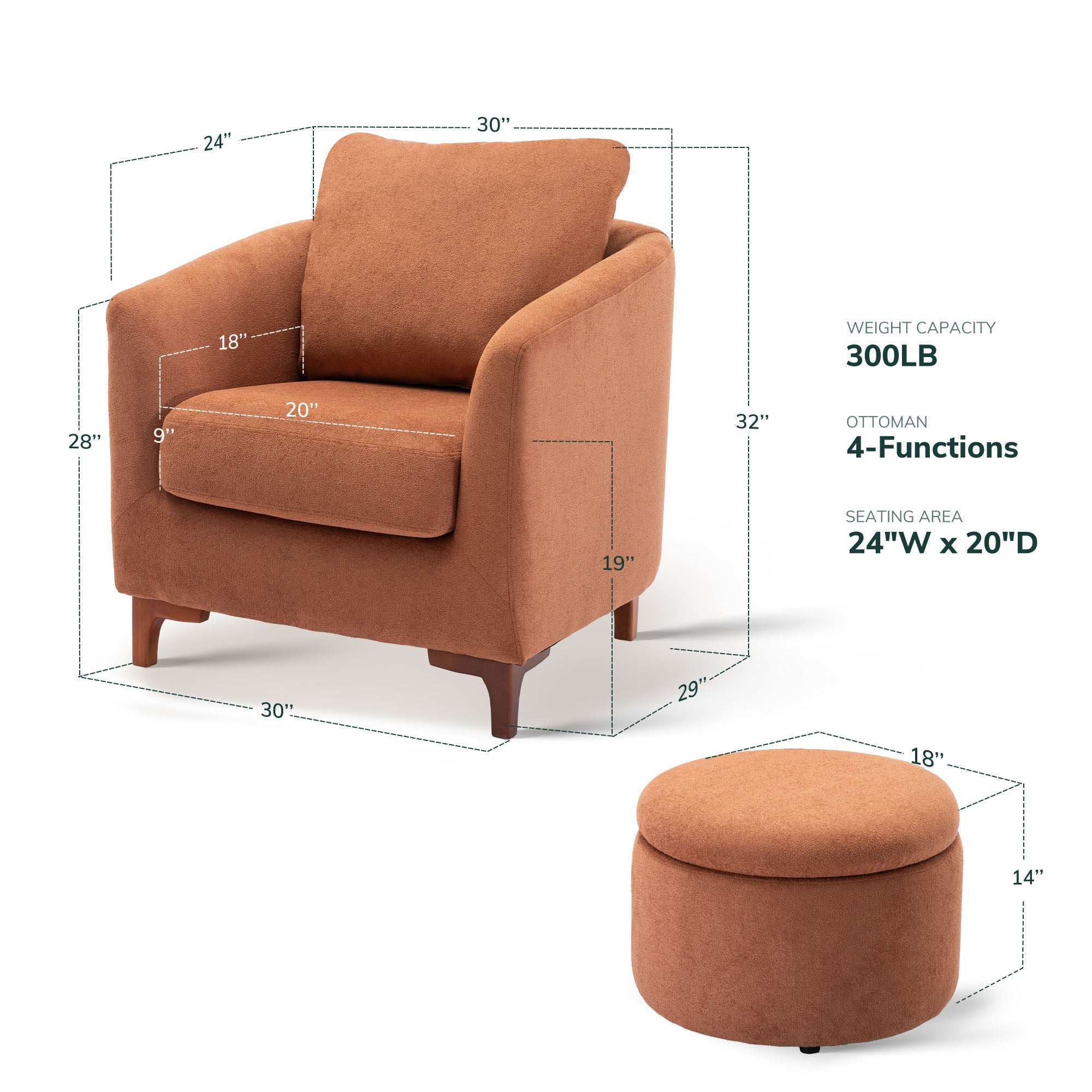 COLAMY SOLMI Scandi Cozy Accent Chair