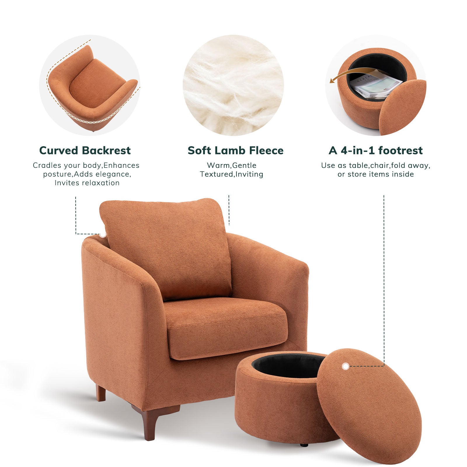 COLAMY SOLMI Scandi Cozy Accent Chair