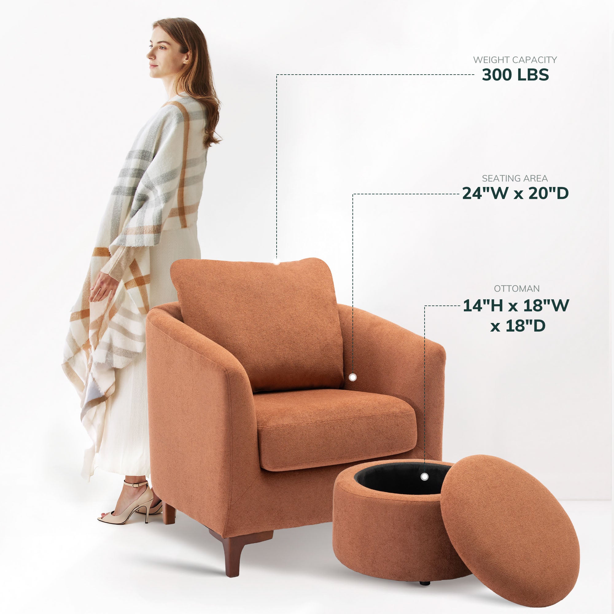 COLAMY SOLMI Scandi Cozy Accent Chair