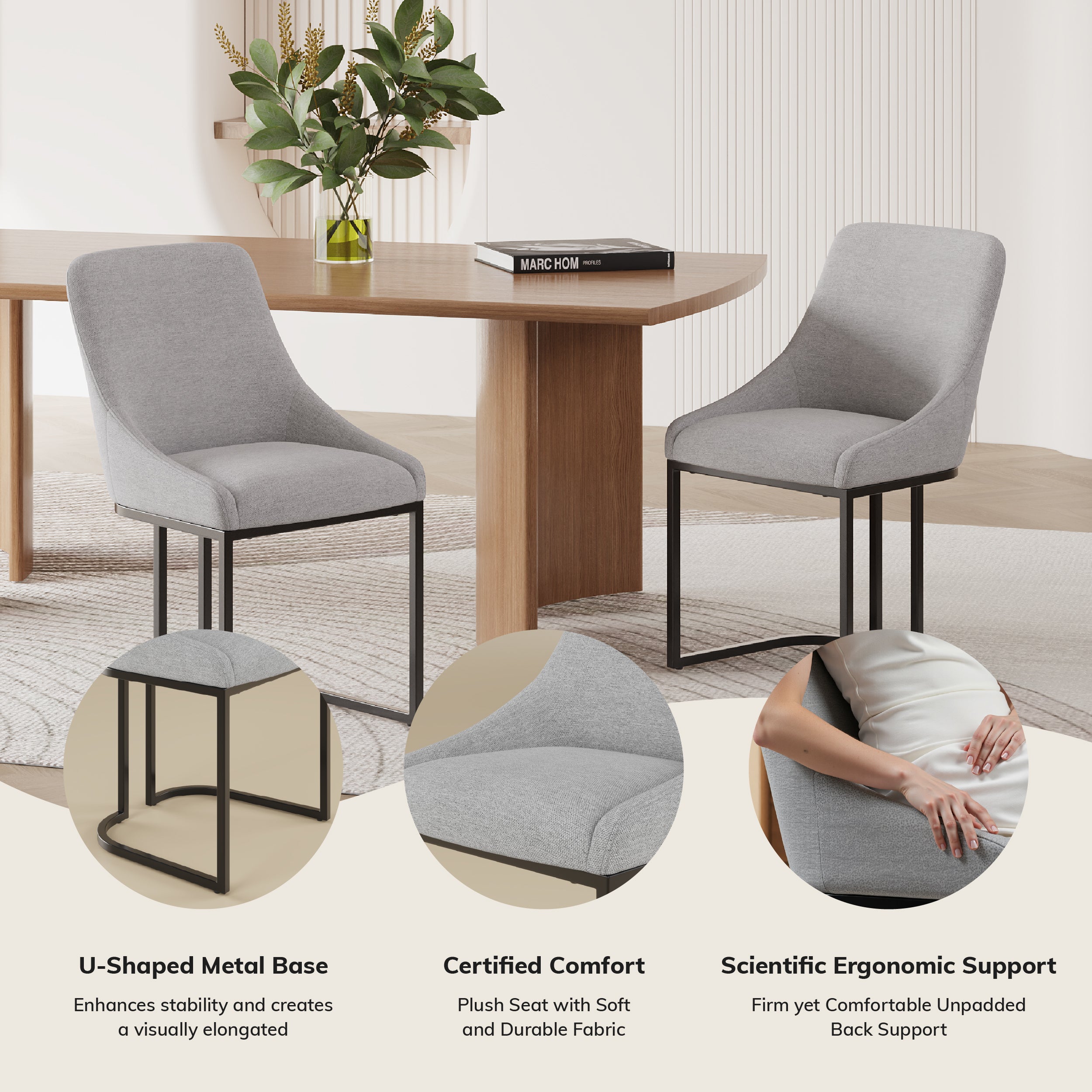 COLAMY LOFT Industrial U-Base Dining Chair