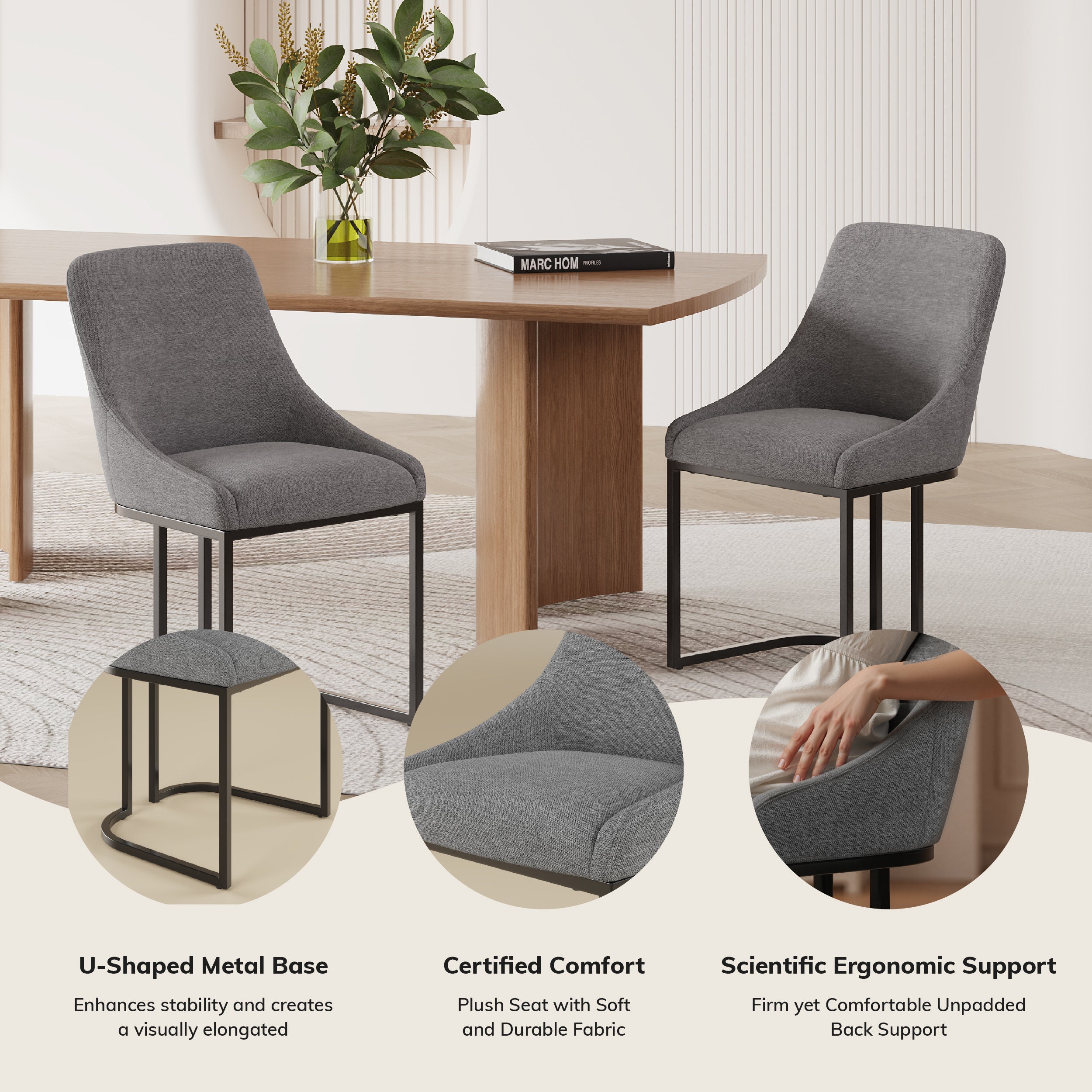 COLAMY LOFT Industrial U-Base Dining Chair