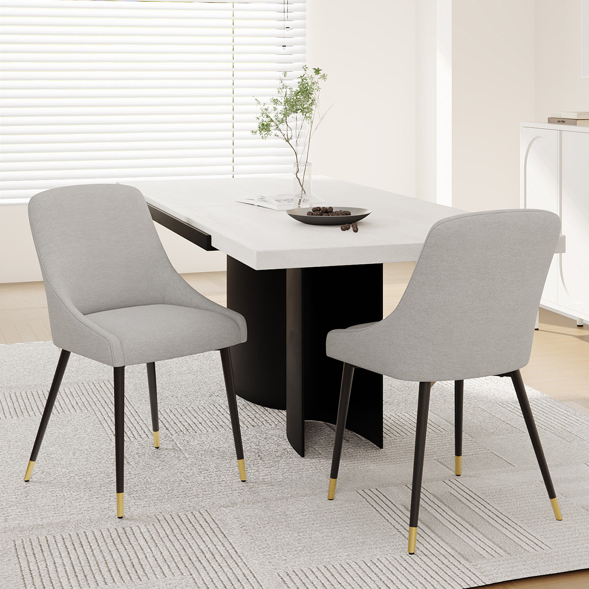 COLAMY LUMA Modern Fabric & Metal Dining Chair