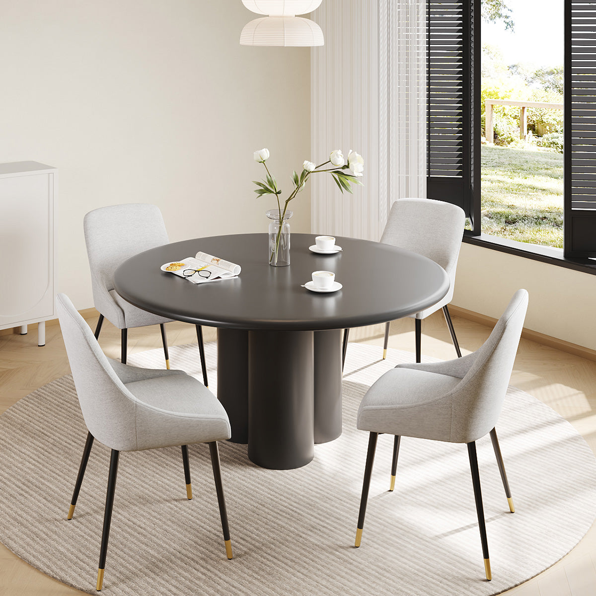 COLAMY LUMA Modern Fabric & Metal Dining Chair