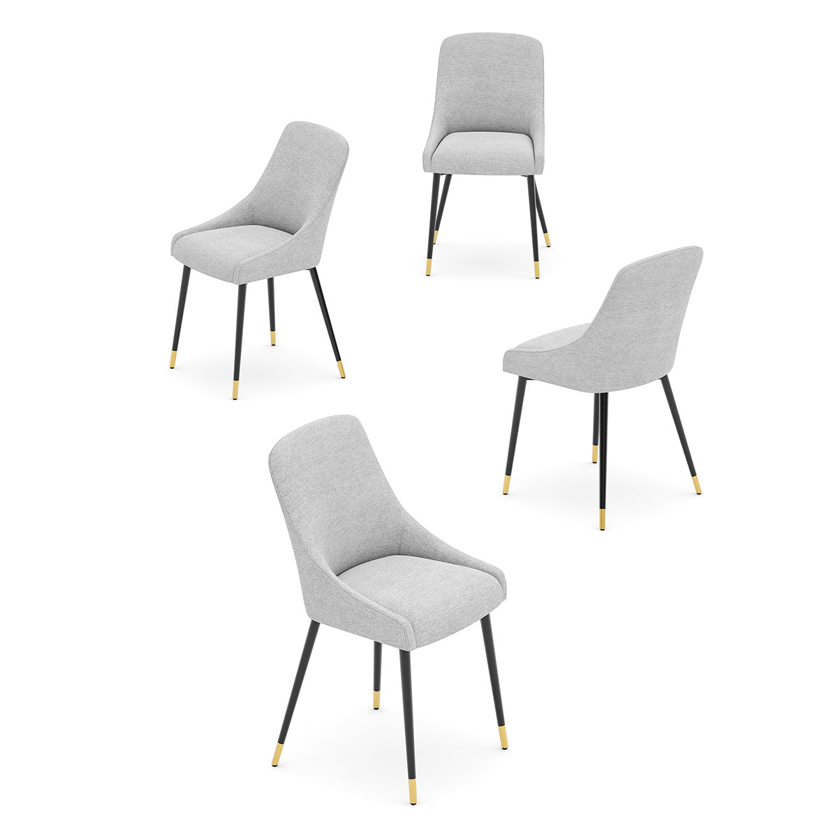 COLAMY LUMA Modern Fabric & Metal Dining Chair