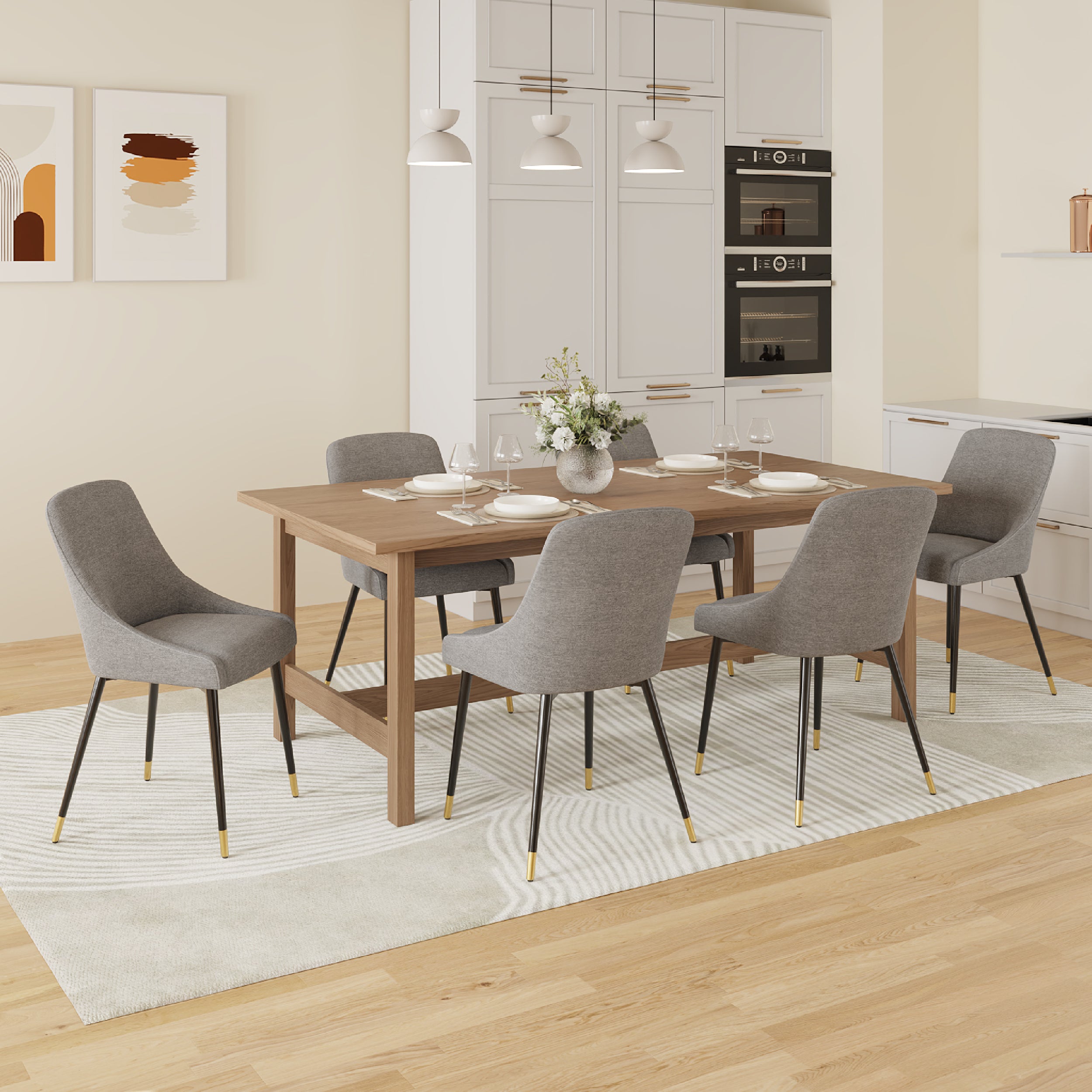 COLAMY LUMA Modern Fabric & Metal Dining Chair