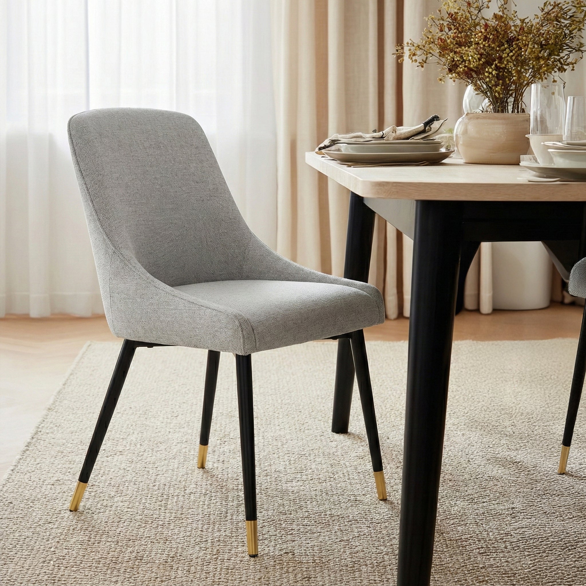COLAMY LUMA Modern Fabric & Metal Dining Chair