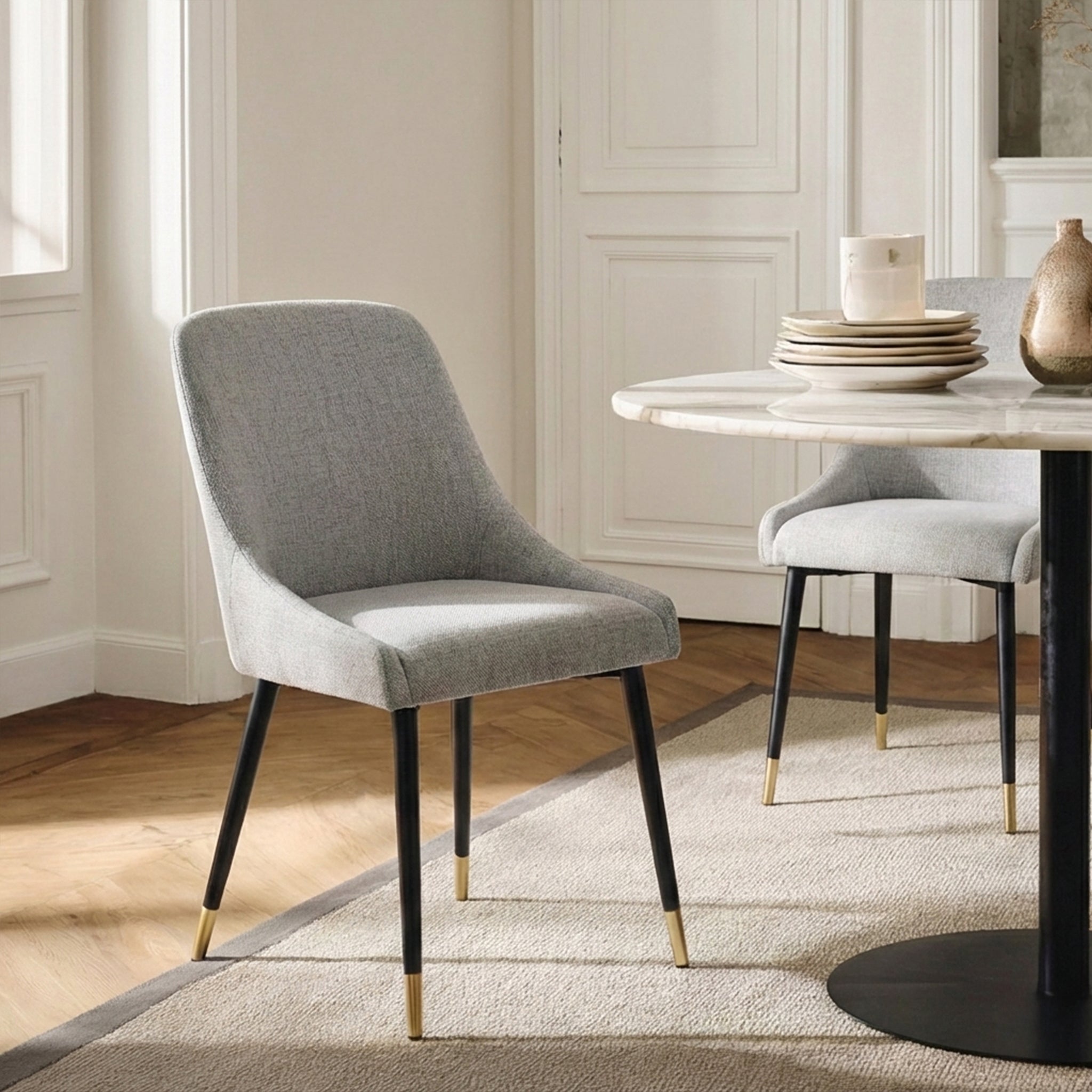 COLAMY LUMA Modern Fabric & Metal Dining Chair