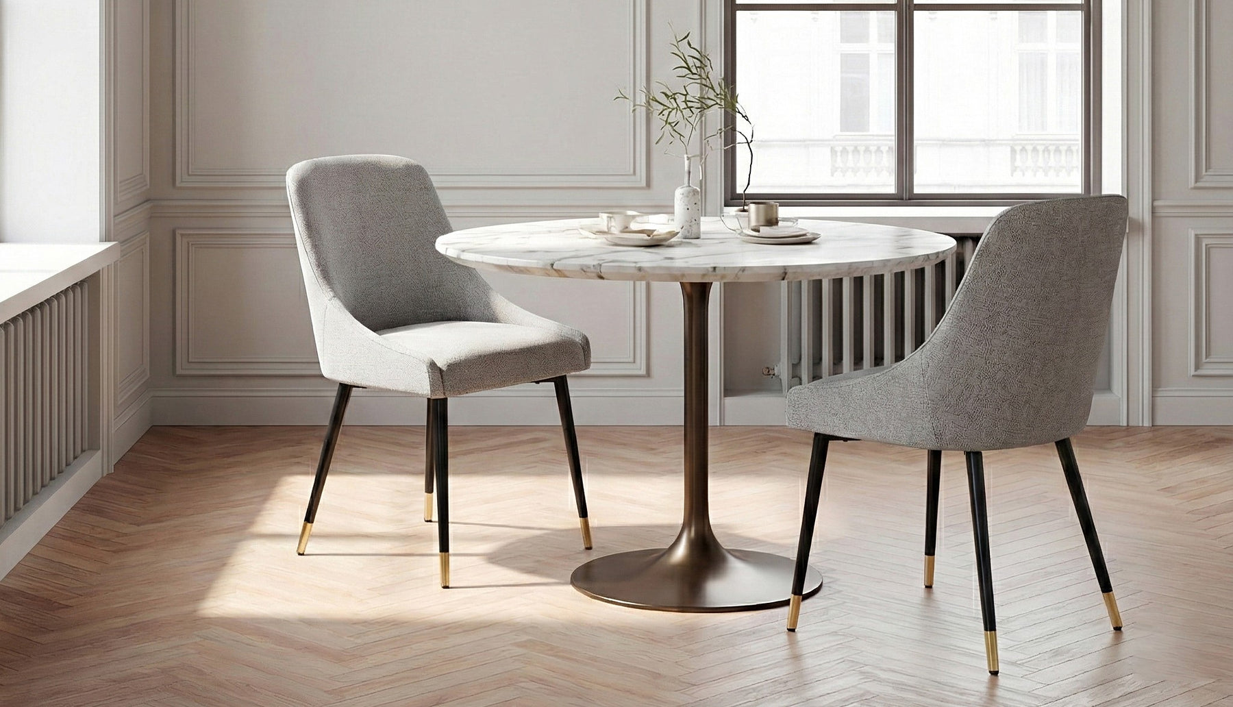 COLAMY LUMA Modern Fabric & Metal Dining Chair