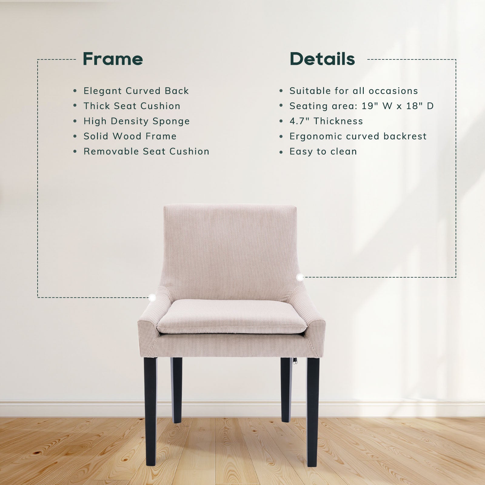 COLAMY MAIRA Transitional Neutral Dining Chair
