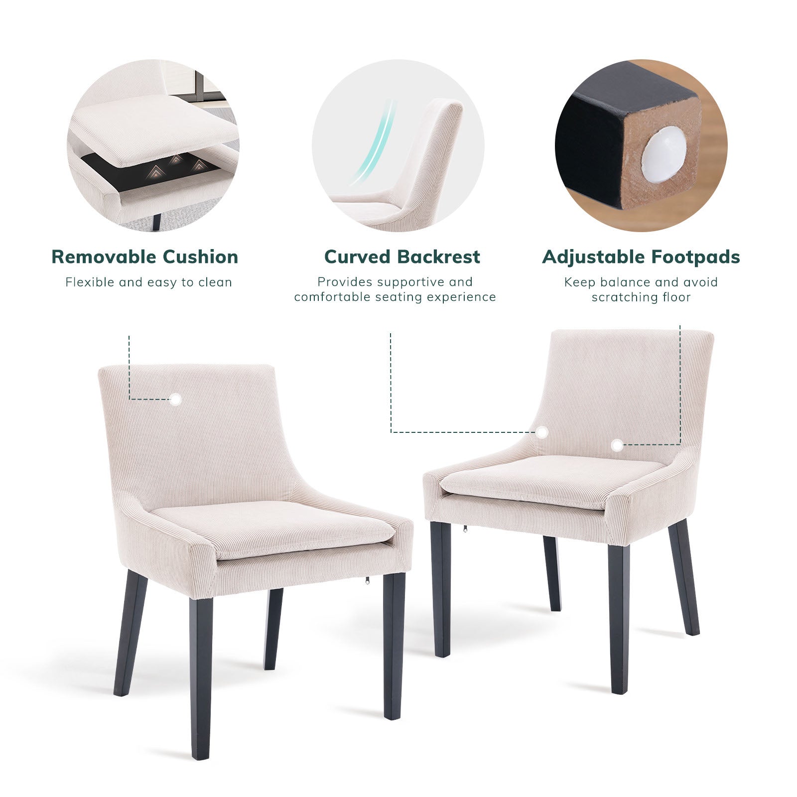 COLAMY MAIRA Transitional Neutral Dining Chair