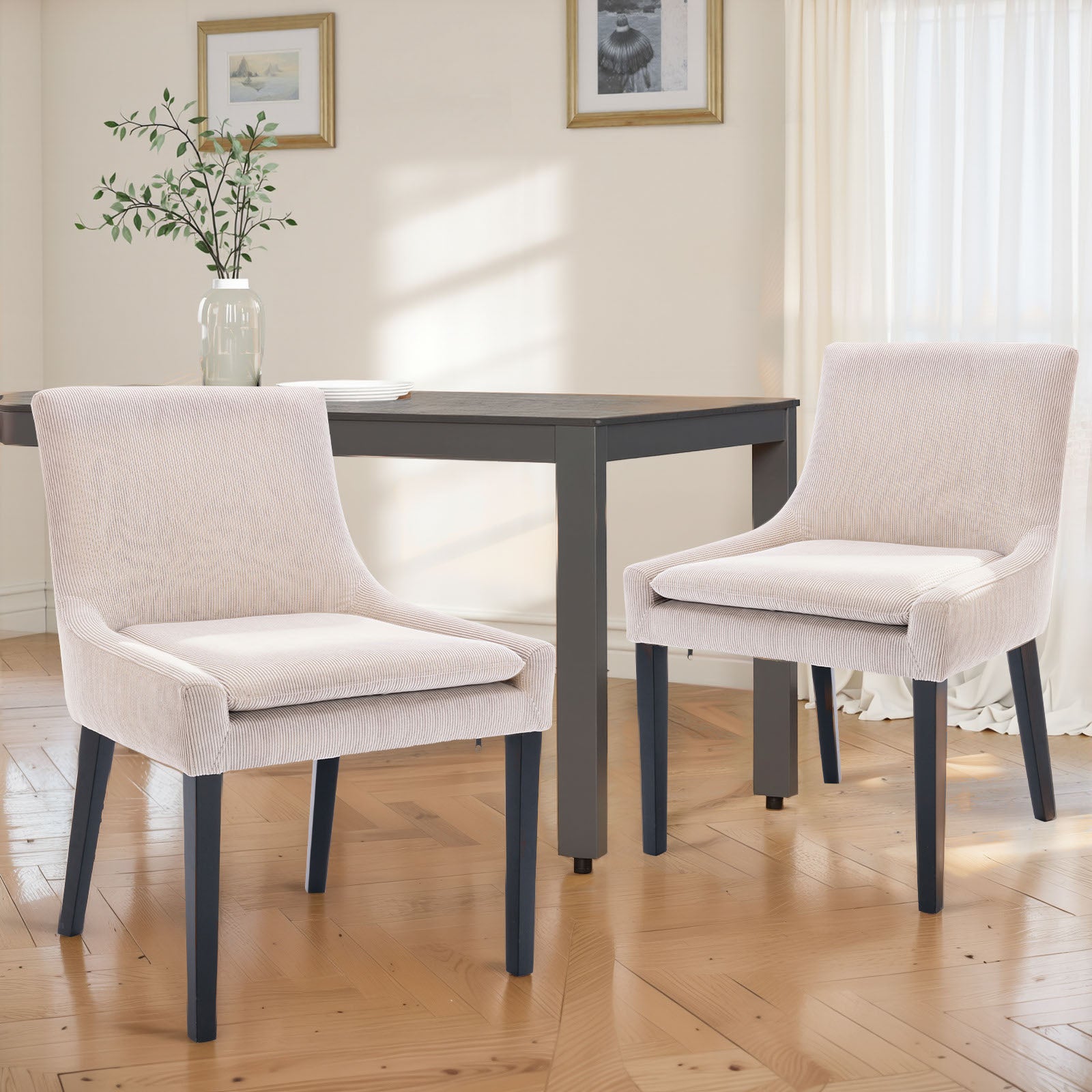 COLAMY MAIRA Transitional Neutral Dining Chair