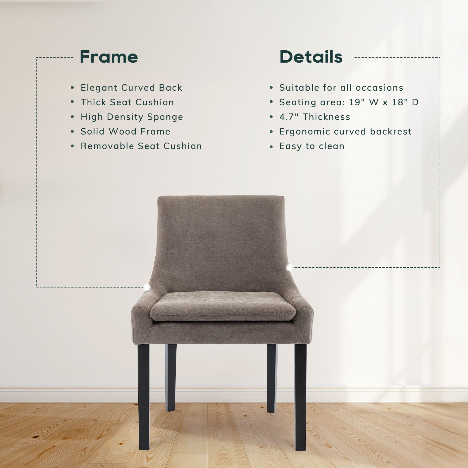 COLAMY MAIRA Transitional Neutral Dining Chair