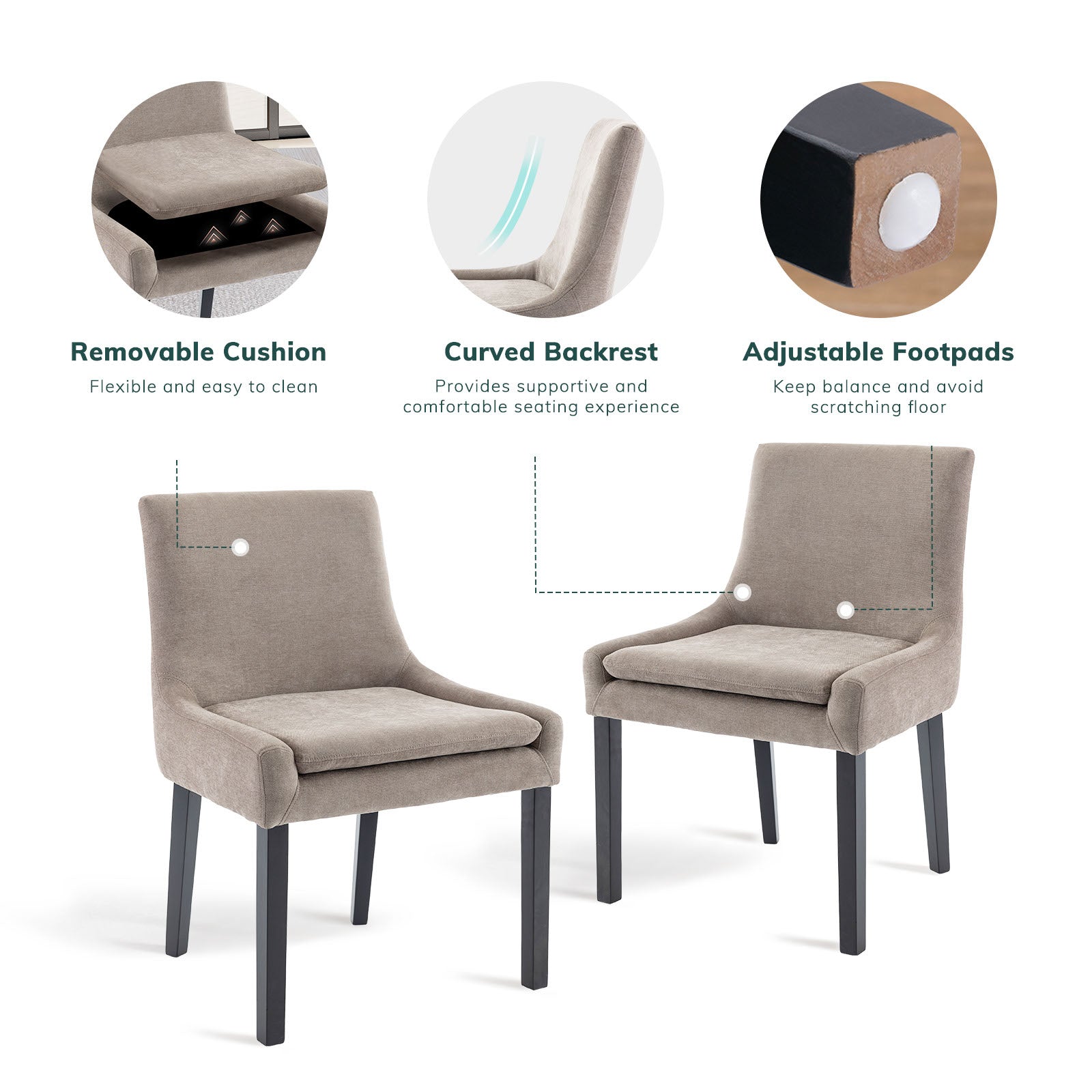 COLAMY MAIRA Transitional Neutral Dining Chair