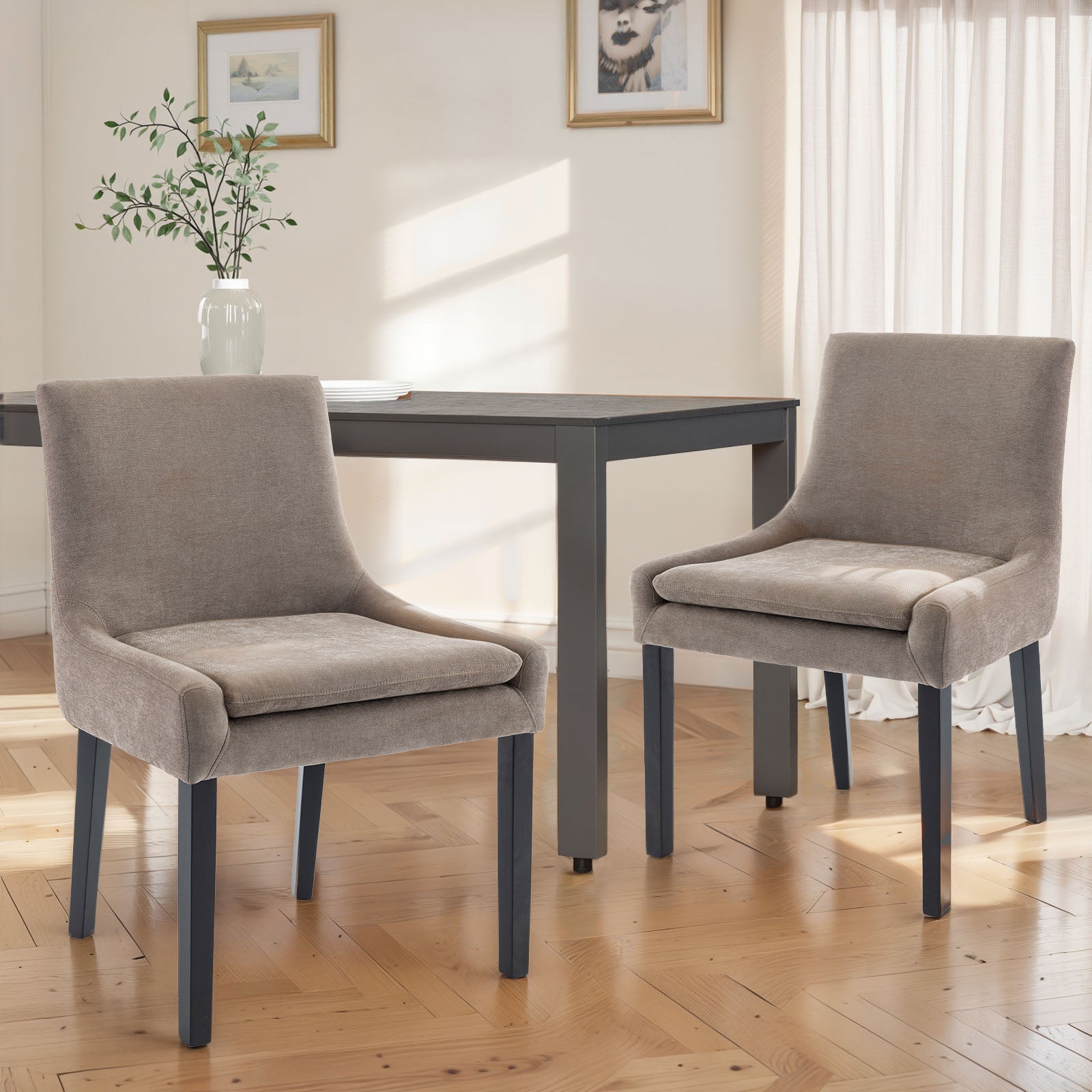 COLAMY MAIRA Transitional Neutral Dining Chair